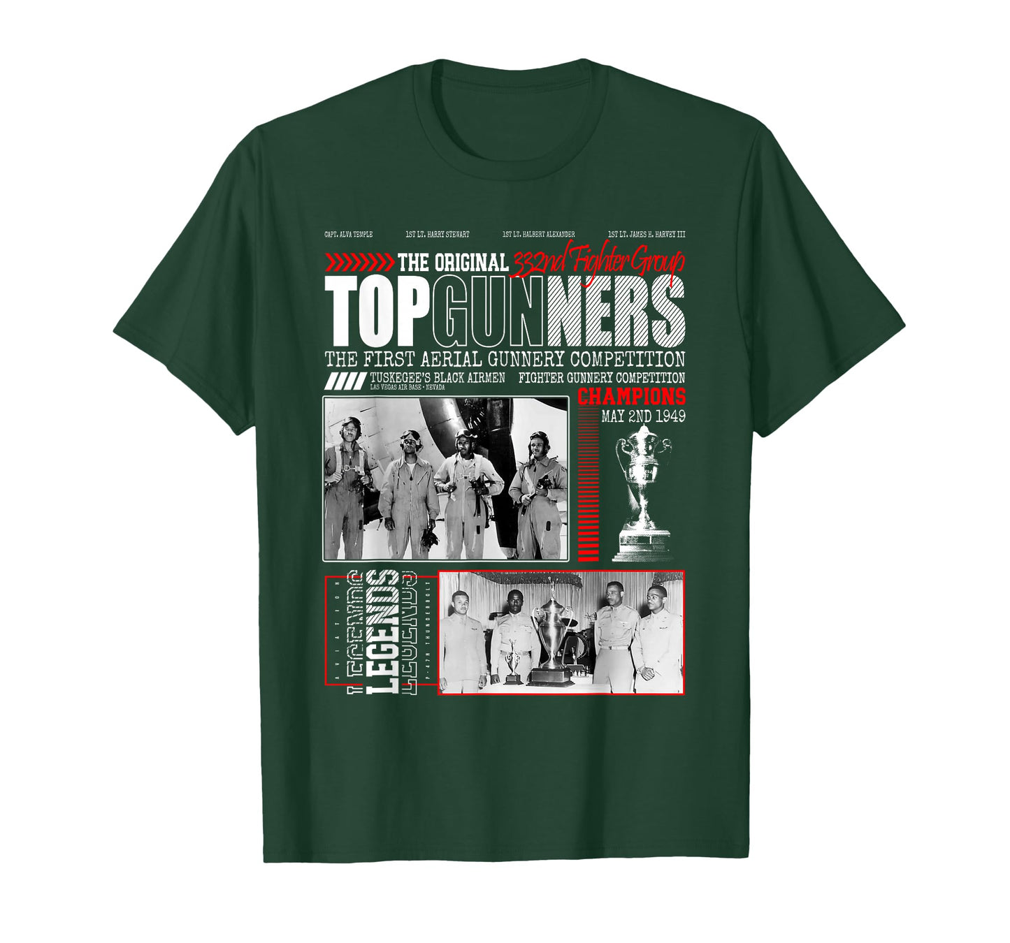Tuskegee's Top Gunnery 1949 Black Airmen 332nd Fighter Group T-Shirt