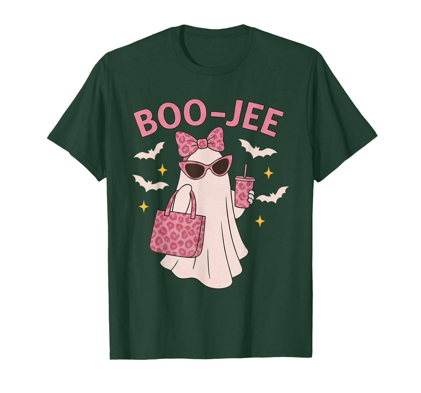 Coquette Leopard Ghost Coffee Boo-JEE Halloween Boujee Ghost T-Shirt