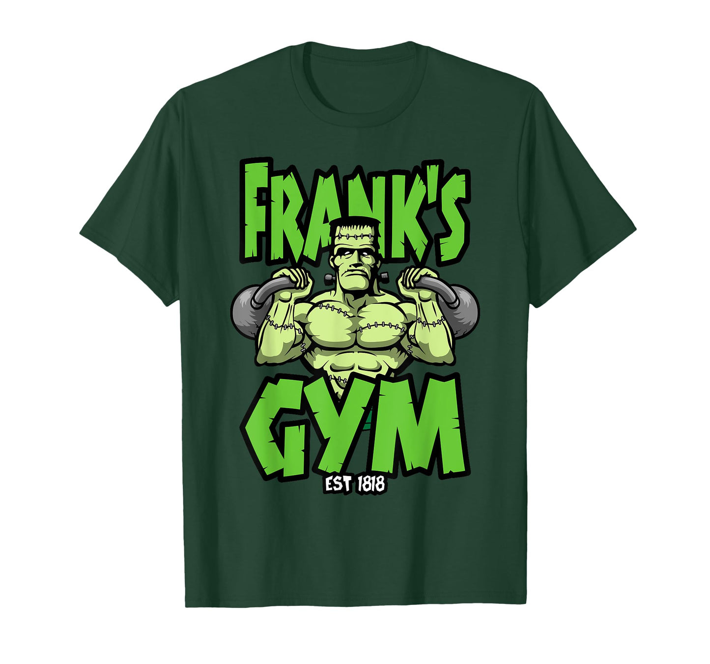 Frankenstein Kettlebell Fitness Gym Halloween Workout T-Shirt