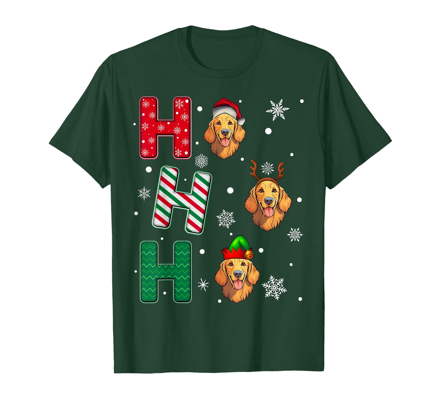 Ho Ho Ho Golden Retriever Dog Lover Christmas Santa Elf Xmas T-Shirt