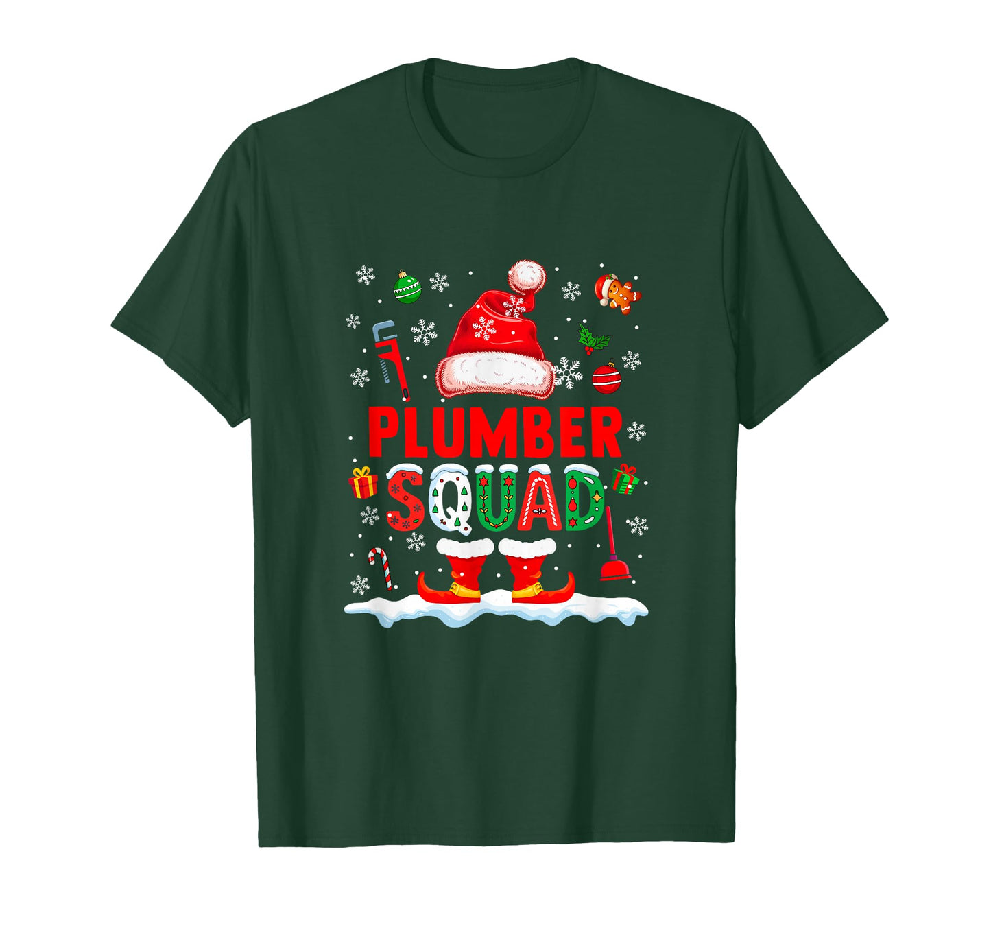 Plumber Squad Men Job Christmas Santa Costume Bow Tie T-Shirt