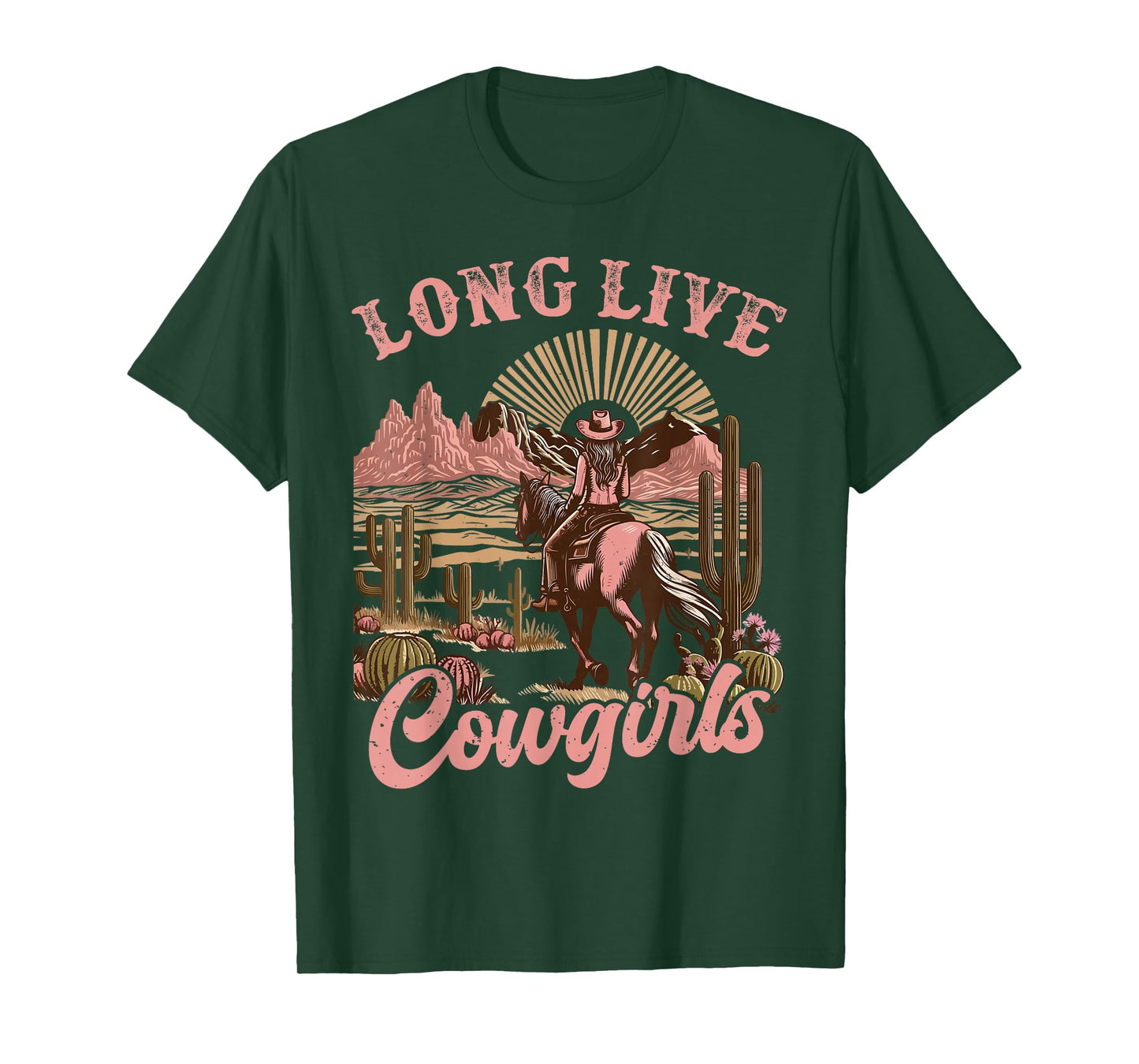 Vintage Western Country Southern Women Girls Gifts Long Live Country Cute Cowgirl Riding Horse Howdy Rodeo T-Shirt