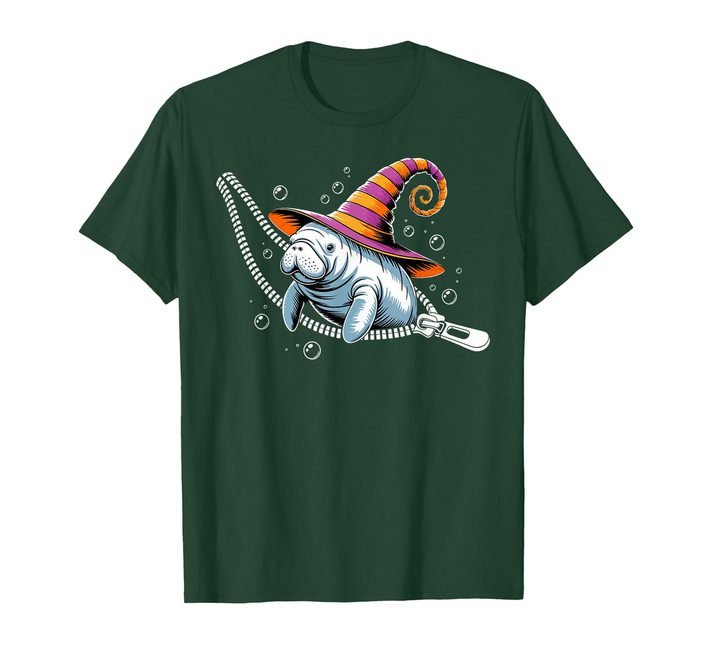 Halloween Manatee Witch Emerging from A Zipper Costume Kids T-Shirt