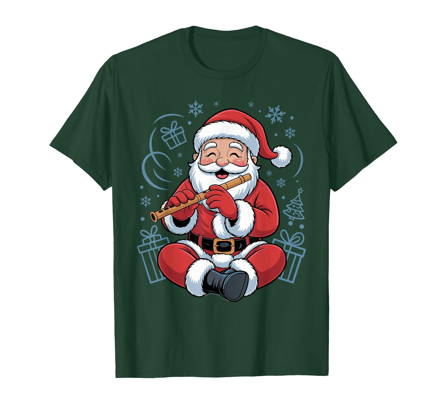 Funny Santa Christmas Design Flute Holiday Xmas Pajama T-Shirt