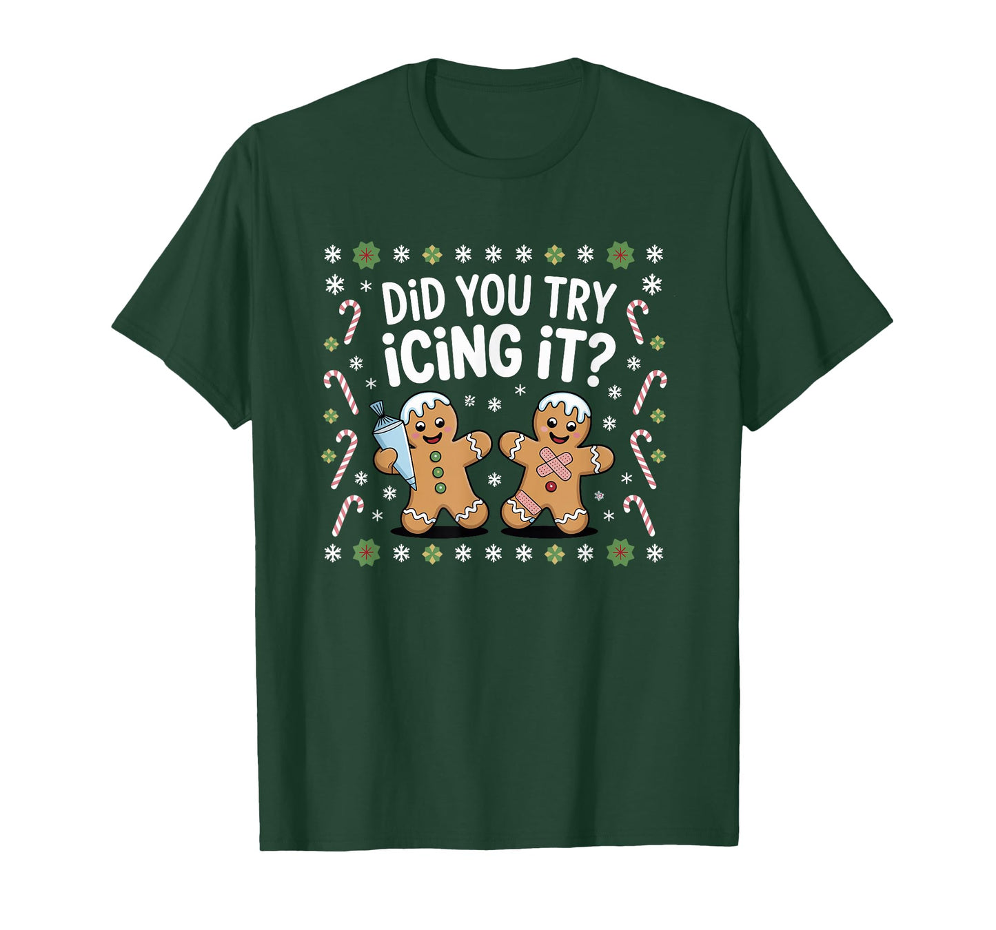 Did You Try Icing It Retro Christmas Gingerbread Nurse Squad T-Shirt