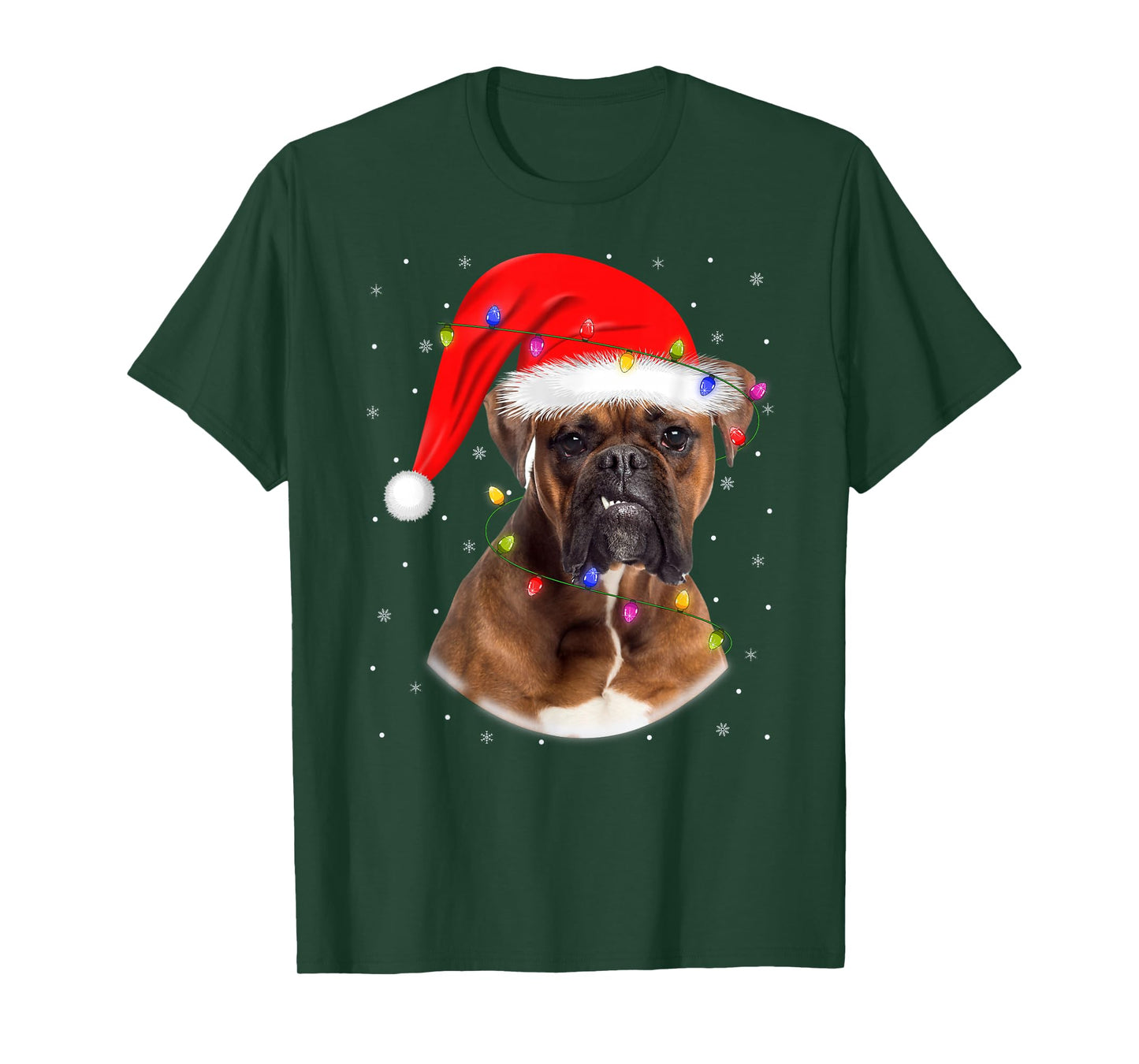 Boxer Dog Christmas Pajamas Xmas Lights Holiday Santa T-Shirt