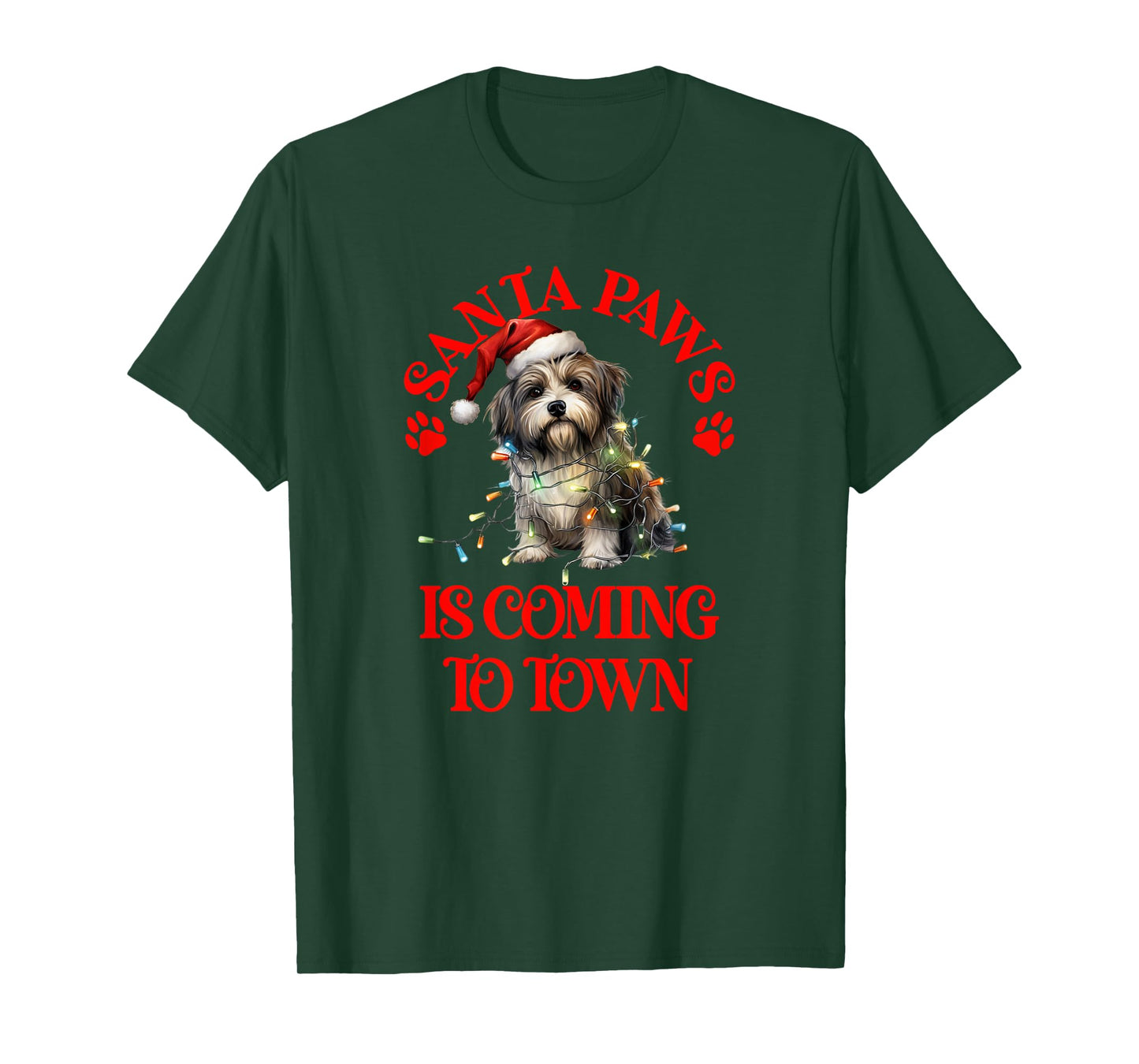 Santa Paws is Coming to Town with Christmas Shih Tsu T-Shirt