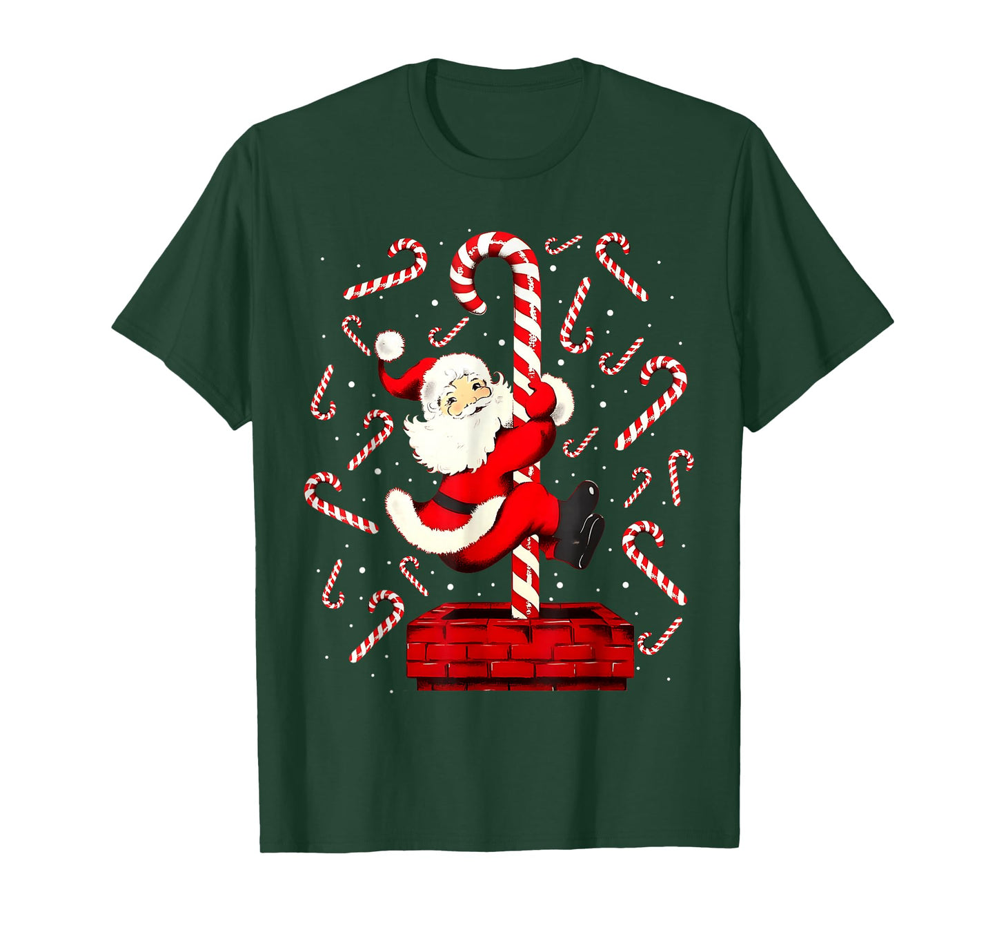 Candy Cane Christmas Santa Funny Lights Xmas Men Women Kids T-Shirt