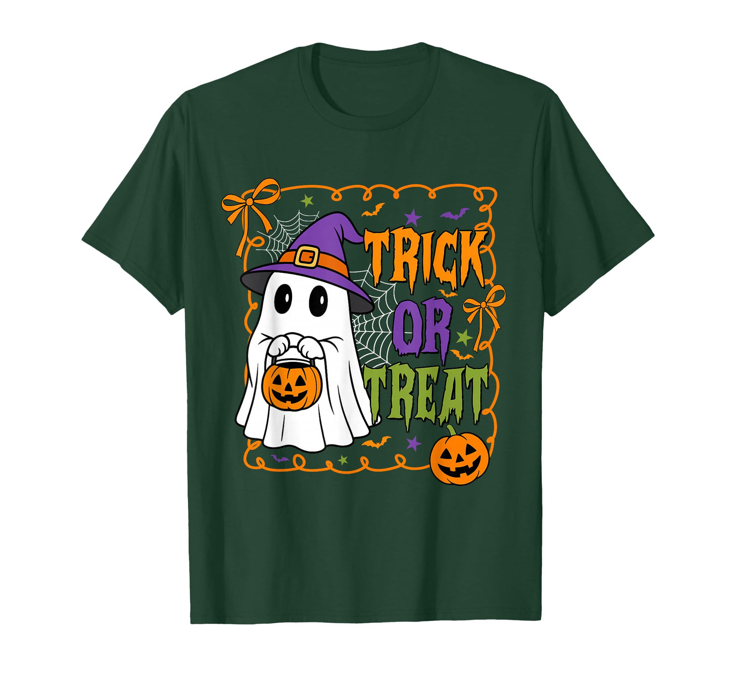 Trick Or Treat Happy Halloween Pumpkin Ghost Boy Girl Kids T-Shirt