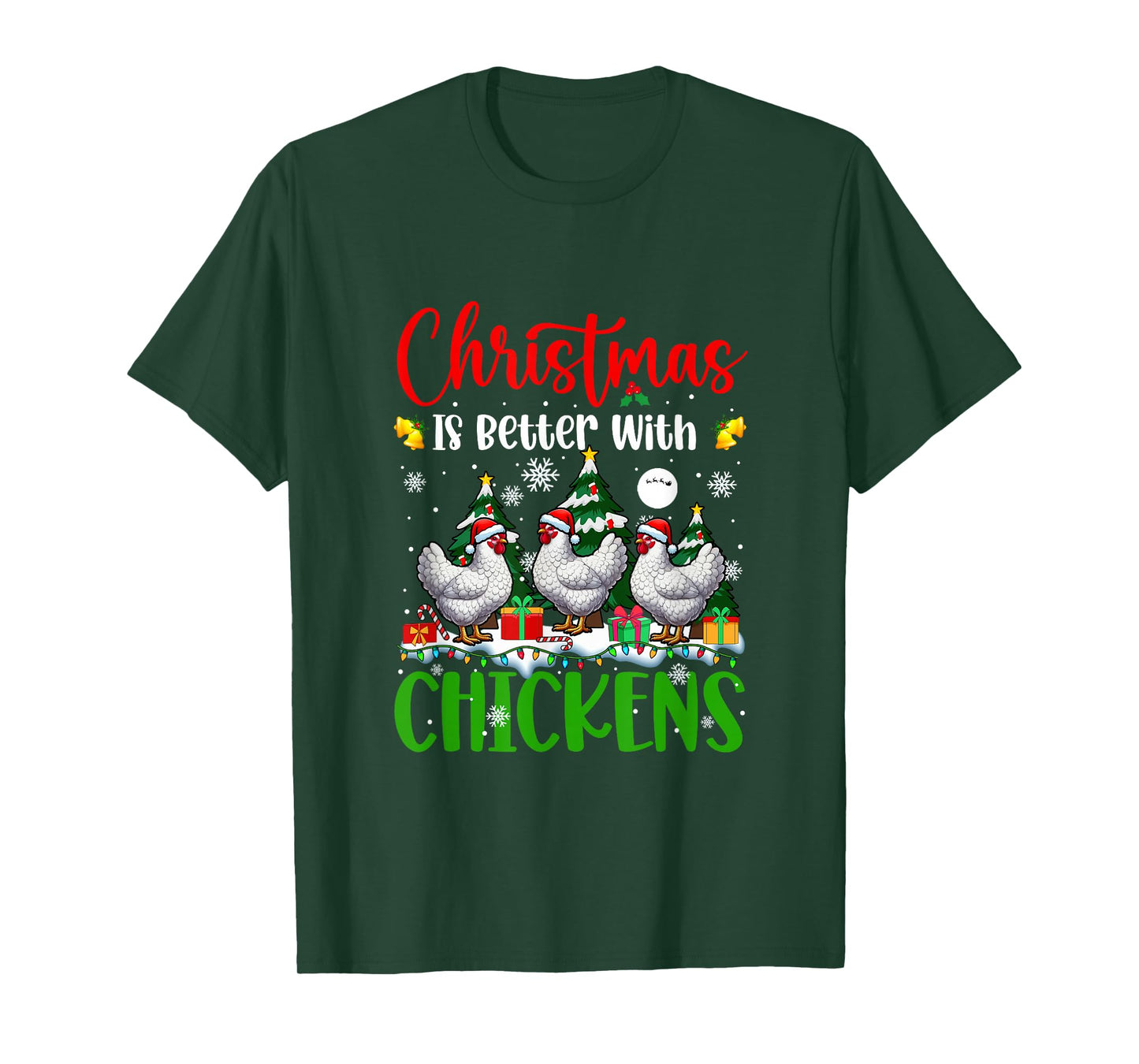 Xmas is Better Funny Joke Chickens Lover Christmas Tree T-Shirt