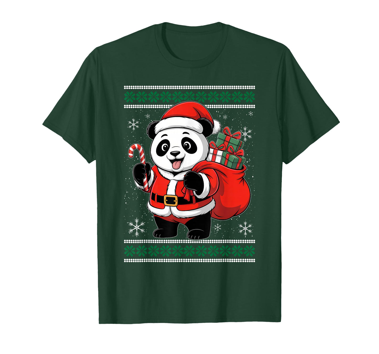 Lover Xmas Lights Ugly Santa Panda Christmas T-Shirt