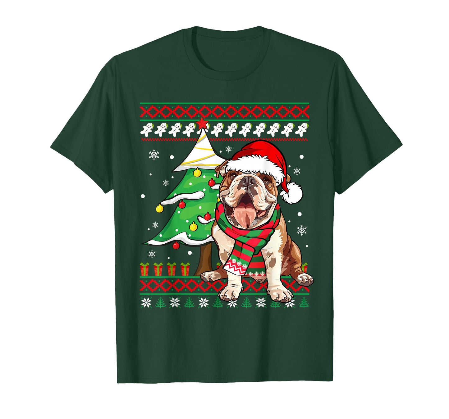 Funny Bulldog Christmas Santa Ugly Sweater Bulldog Lover T-Shirt