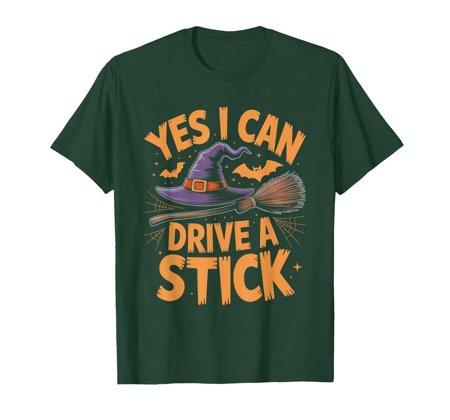 Yes I Can Drive A Stick Funny Halloween Spooky Witch T-Shirt