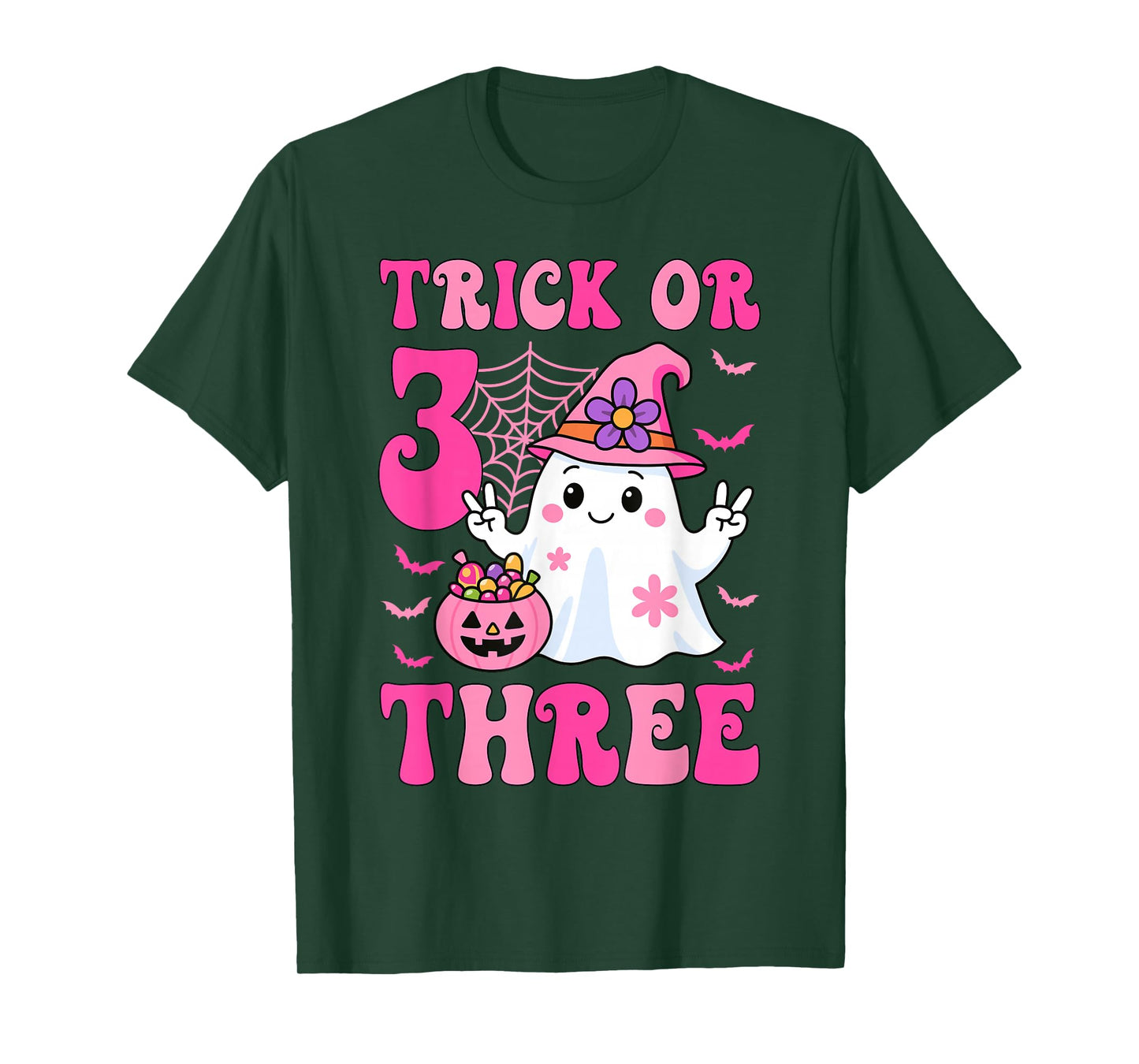 Trick Or Three Groovy Ghost Halloween It's My Boo Day T-Shirt