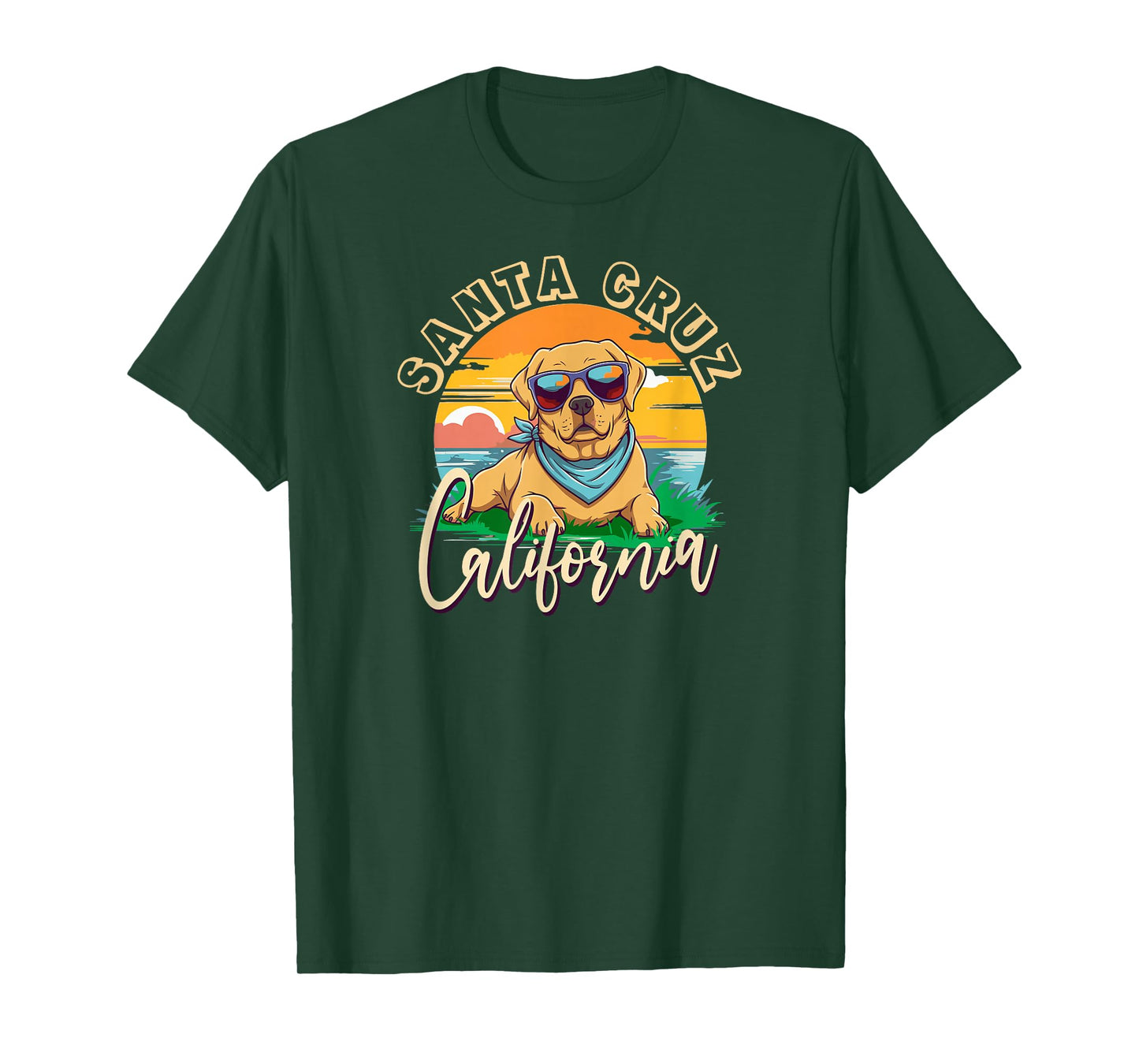 Retro Santa Cruz California Beach Labrador Dog Breed T-Shirt