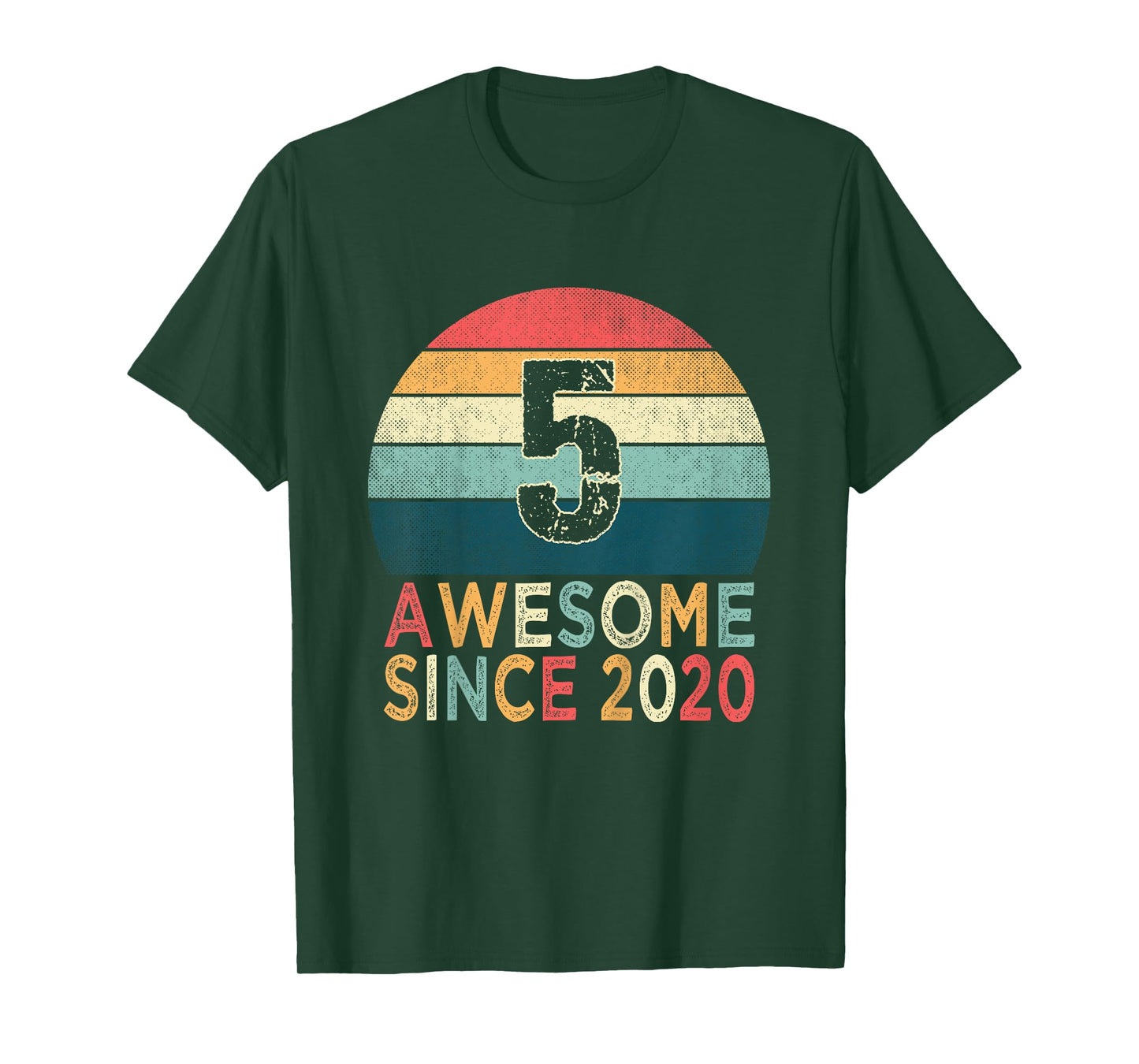 Kids 5th Birthday Vintage Retro 5 Years Old Awesome Since 2020 T-Shirt