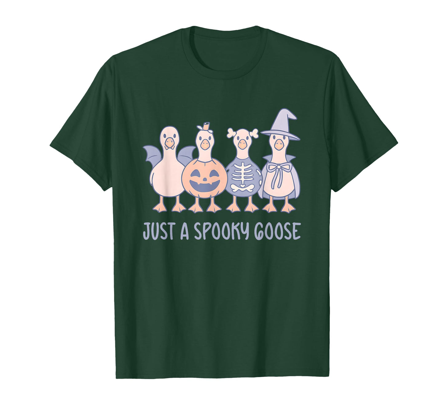 Just a Spooky Goose Dressed as Bat Pumpkin Skeleton Witch T-Shirt