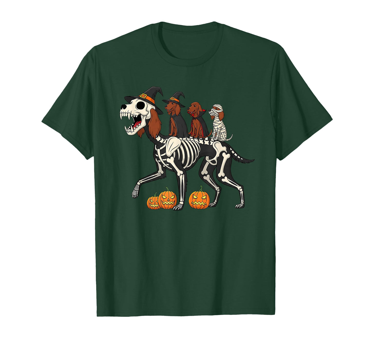 Irish Setter Skeleton Mummy Witch Halloween Kids Mens Womens T-Shirt
