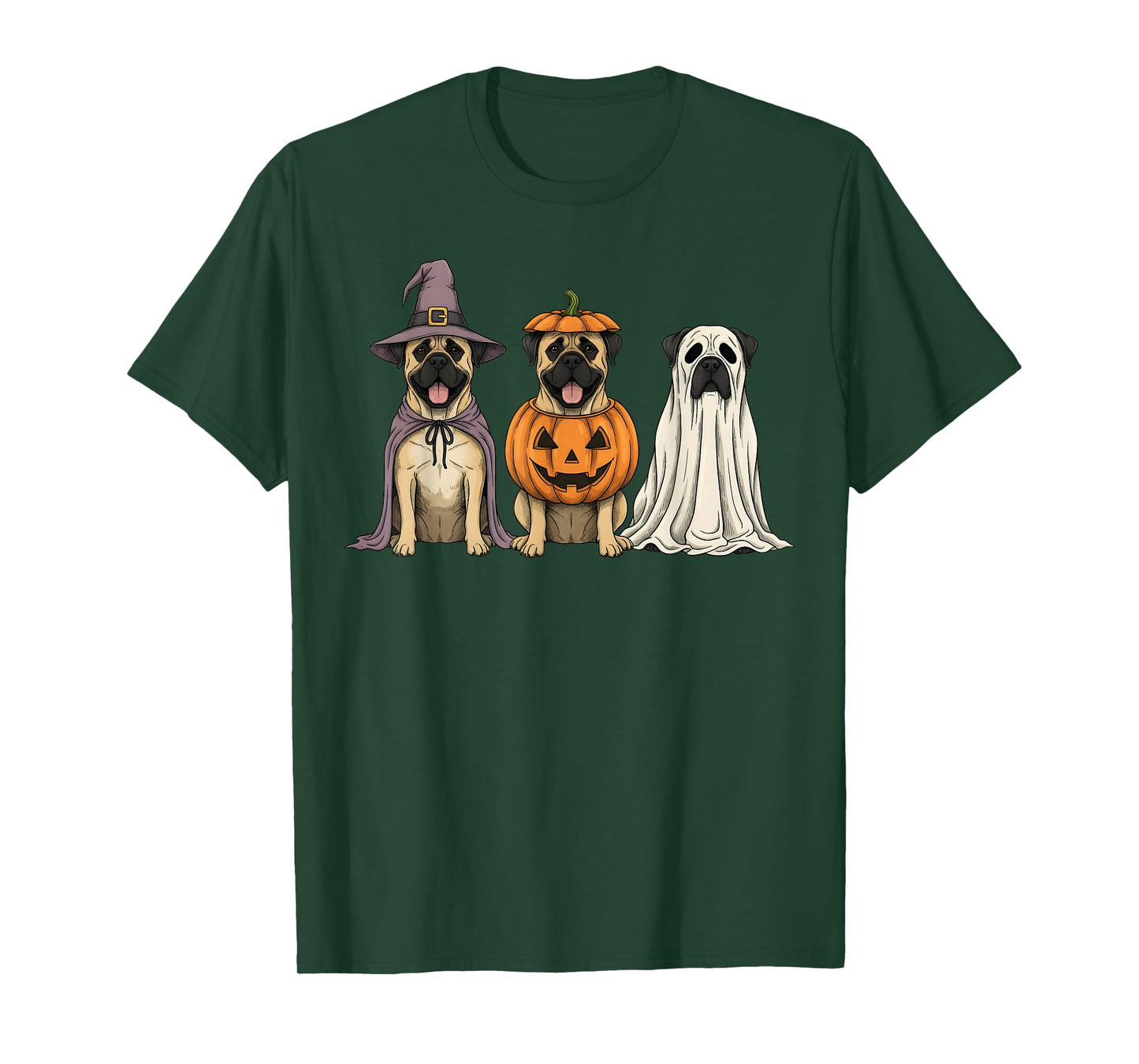 Spooky Ghost Bullmastiff Pumpkin Halloween Dog Lover T-Shirt