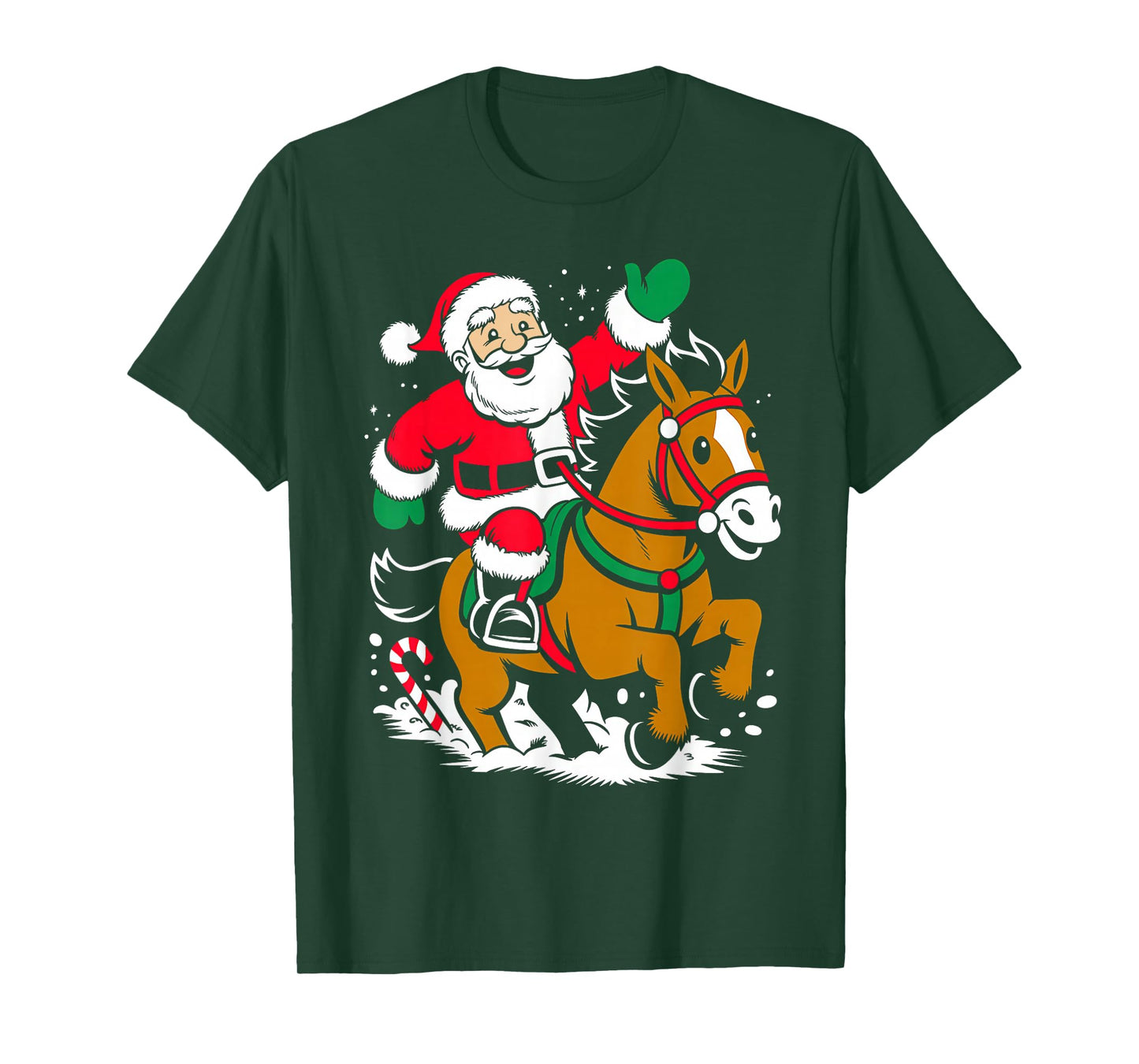 Santa Riding Horse Funny Equestrian Christmas Xmas Pajama T-Shirt