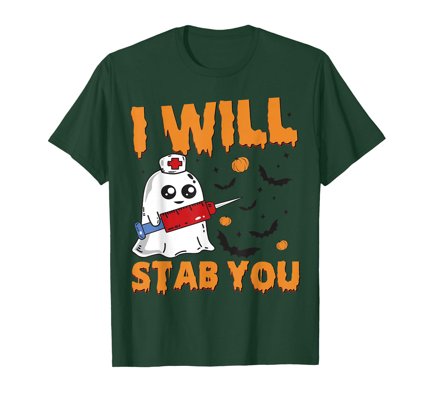 I Will Stab You Ghost Nurse Retro Funny Halloween for Nurses T-Shirt