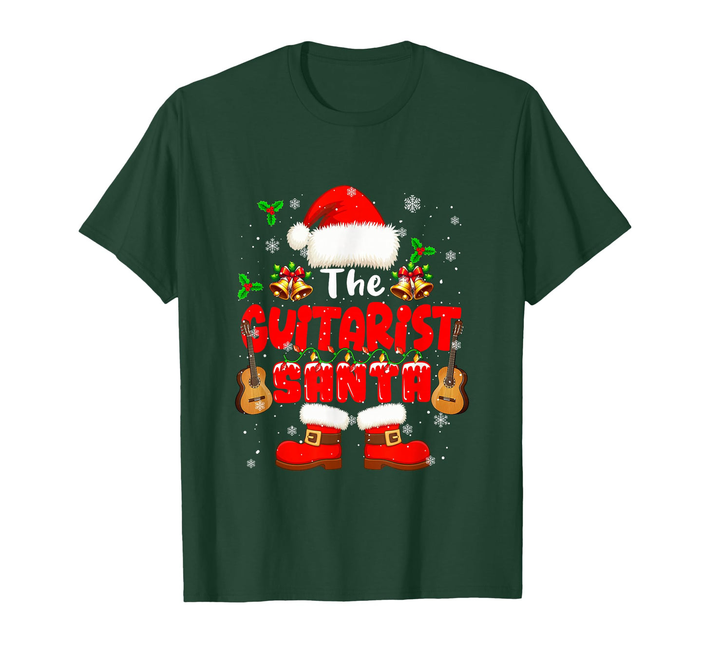 The Guitarist Santa Christmas Colorful Costume Job Team T-Shirt