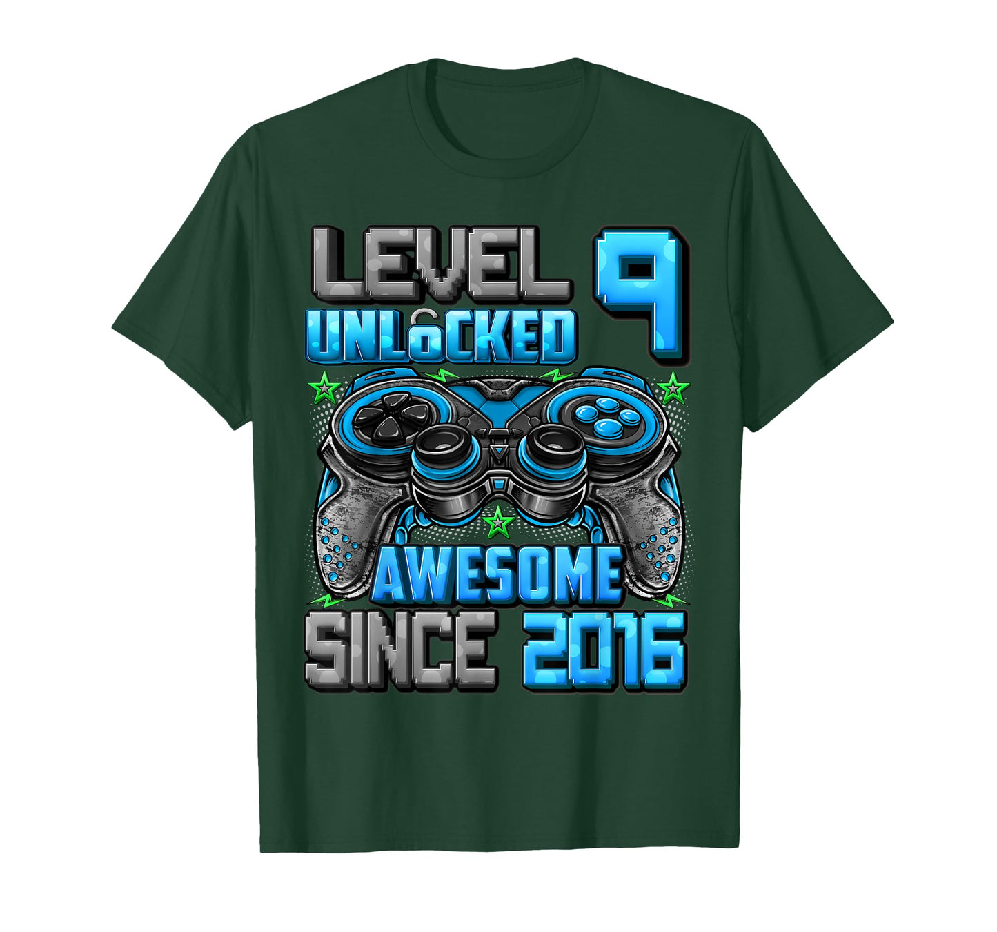 Level 9 Unlocked Awesome Since 2016 9th Birthday Gaming T-Shirt