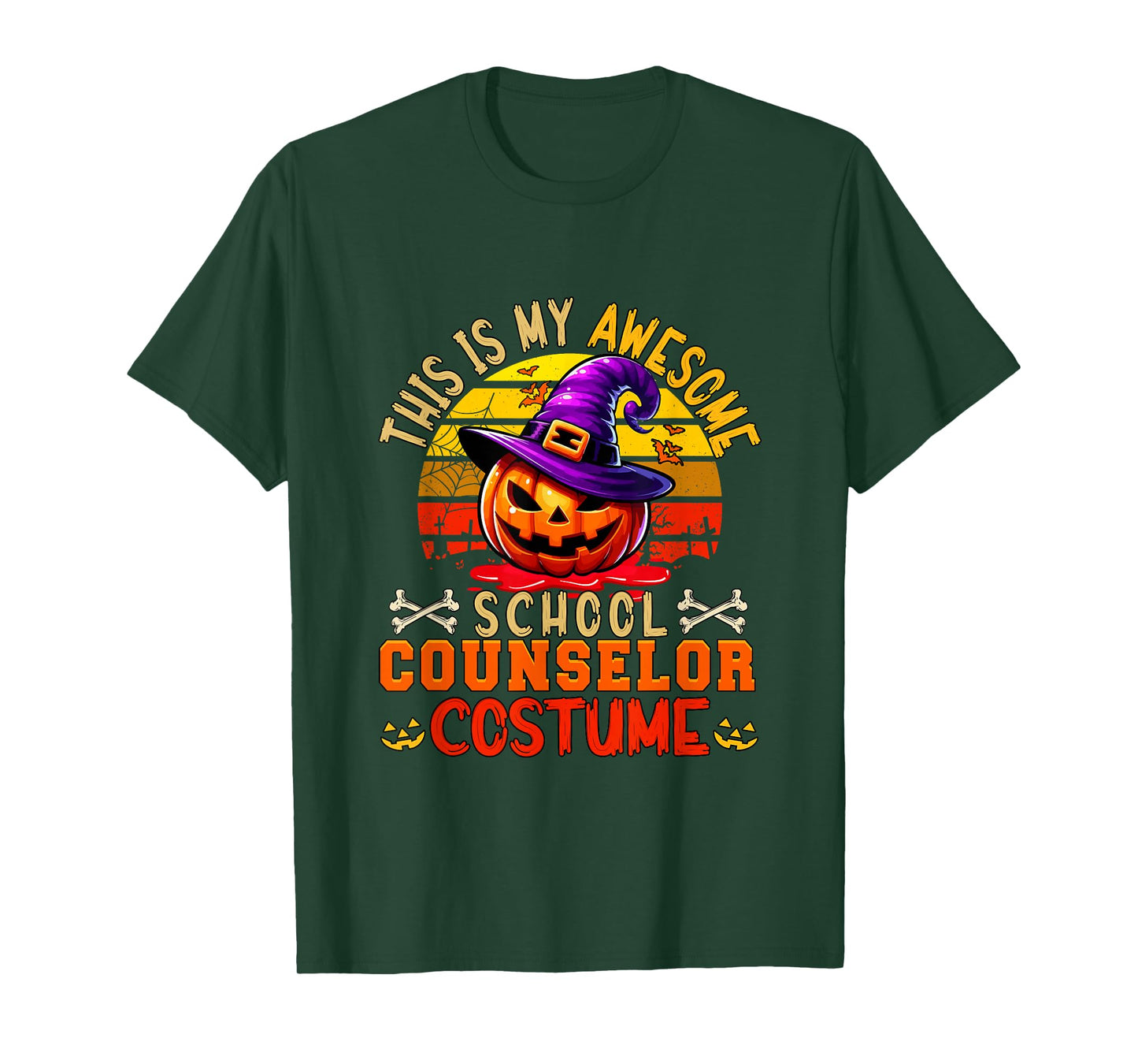 Vintage My Awesome School Counselor Costume Carved Pumpkin T-Shirt