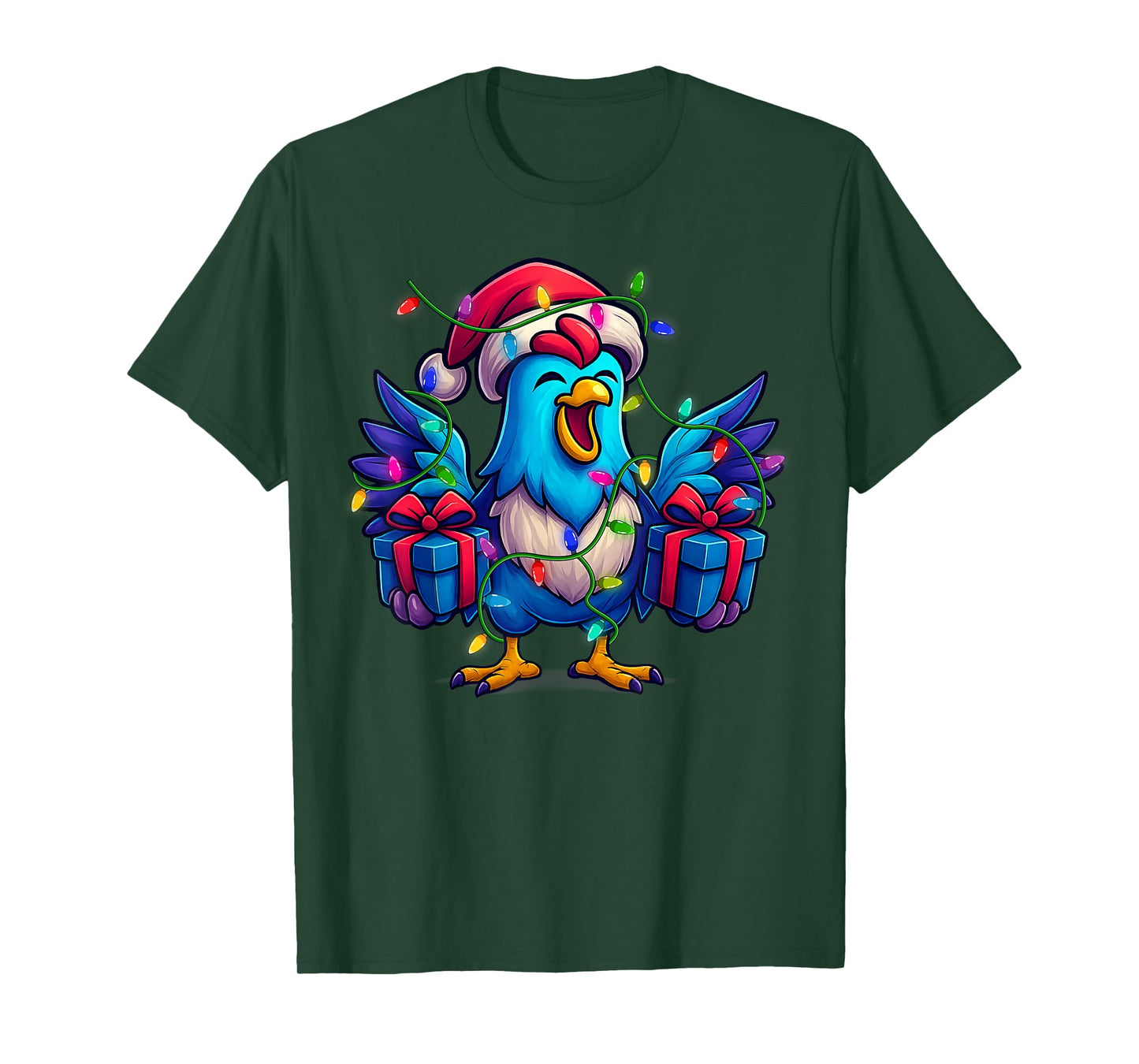 Cute Colorful Chicken Design Christmas Tee for Women Girls T-Shirt