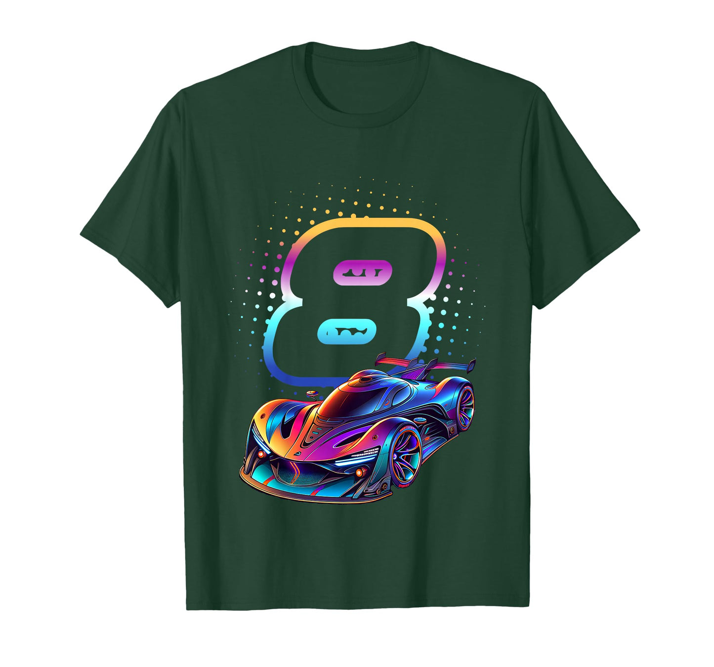 8 Year Old Race Car 8th Birthday Futuristic Racing Racecar T-Shirt