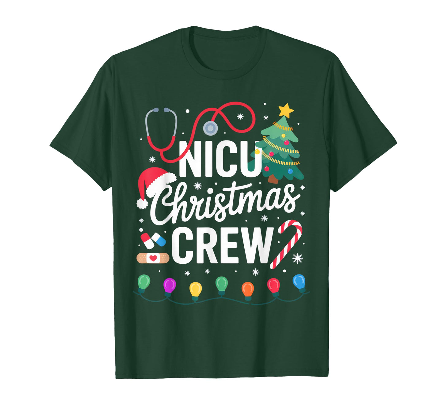 NICU Christmas Crew Nurse Doctor Holiday Lights T-Shirt T-Shirt