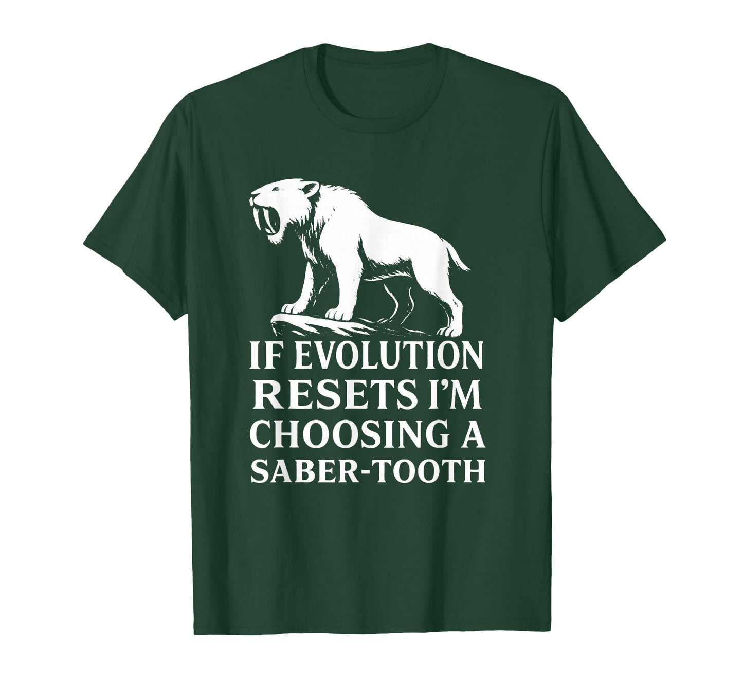 Saber Tooth Tiger Evolution Reset Vintage Animal Lover Humor T-Shirt