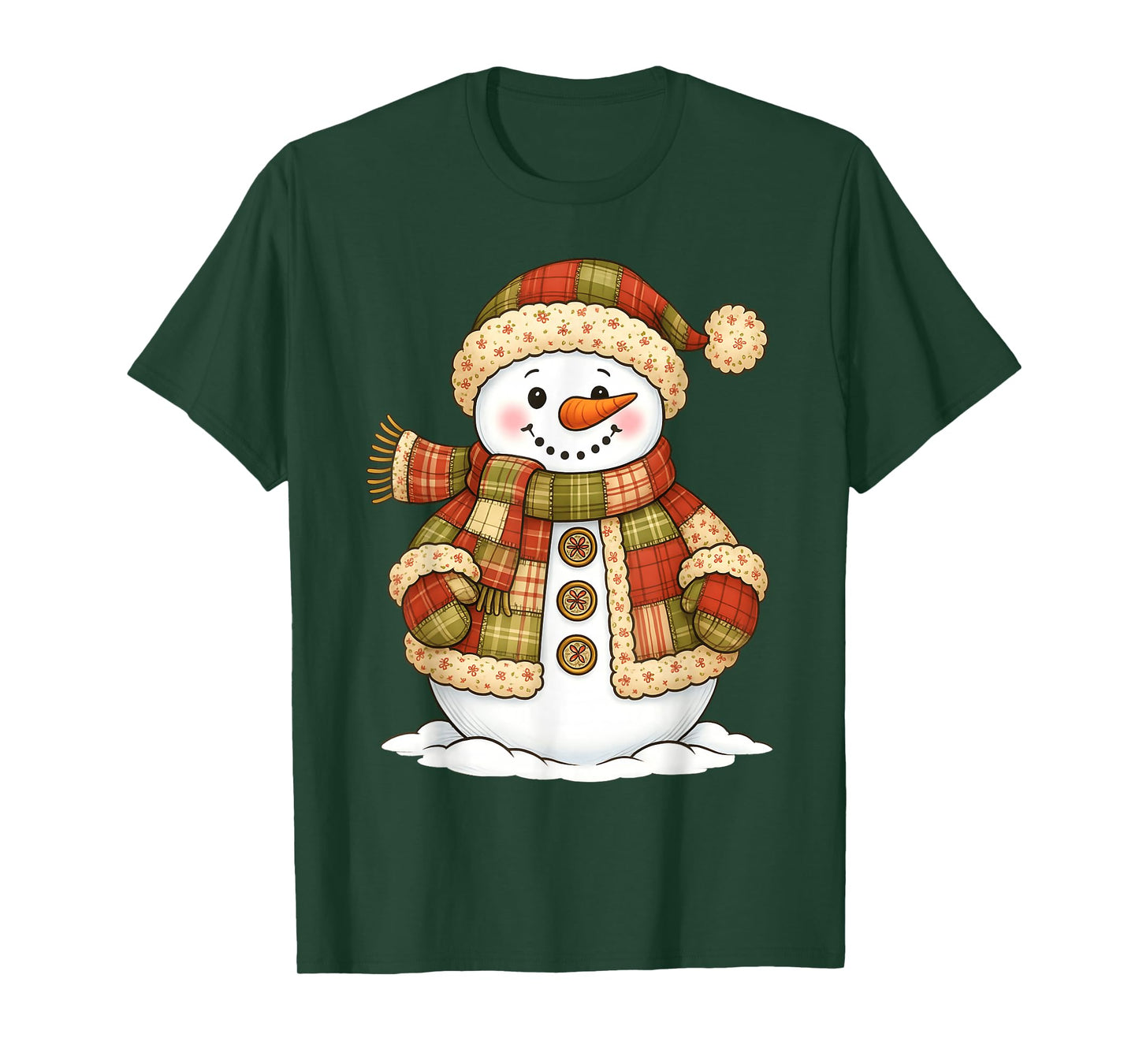 Patchwork Snowman Retro Funny Snowman Holiday Christmas Xmas T-Shirt