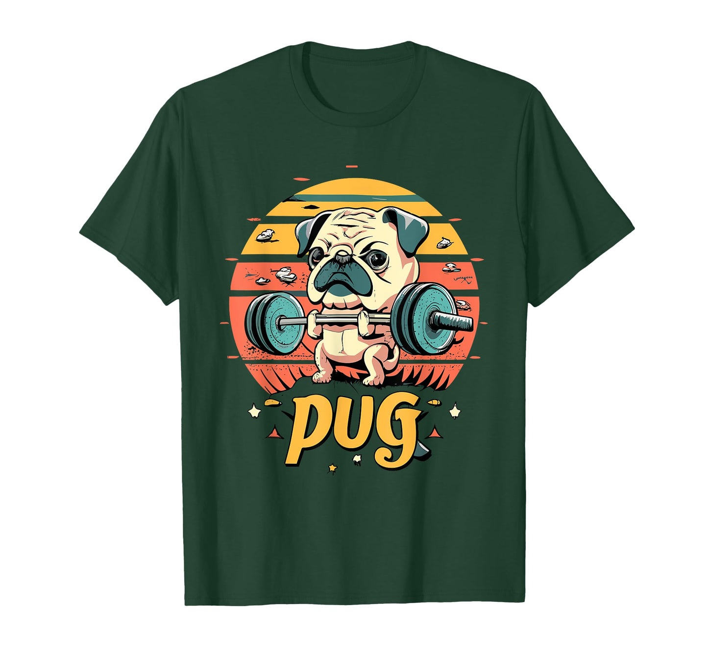 Pug Weightlifting Funny Deadlift Men Fitness Gym Workout T-Shirt