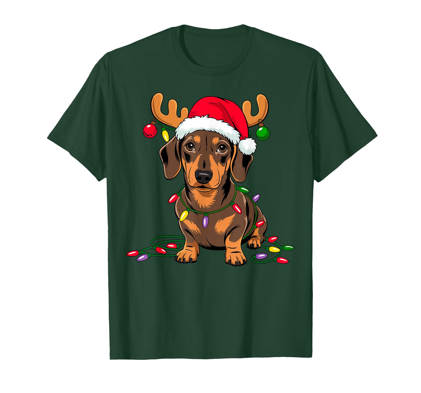 Christmas Dog Dachshund Santa Xmas Wiener Women Men Kids T-Shirt
