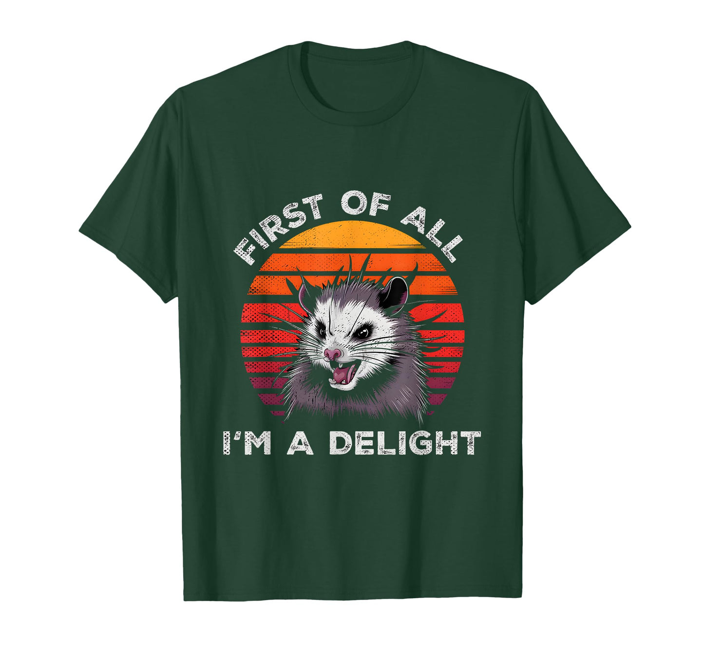 Sarcastic Pun Opossum Men Women First Of All Im A Delight T-Shirt