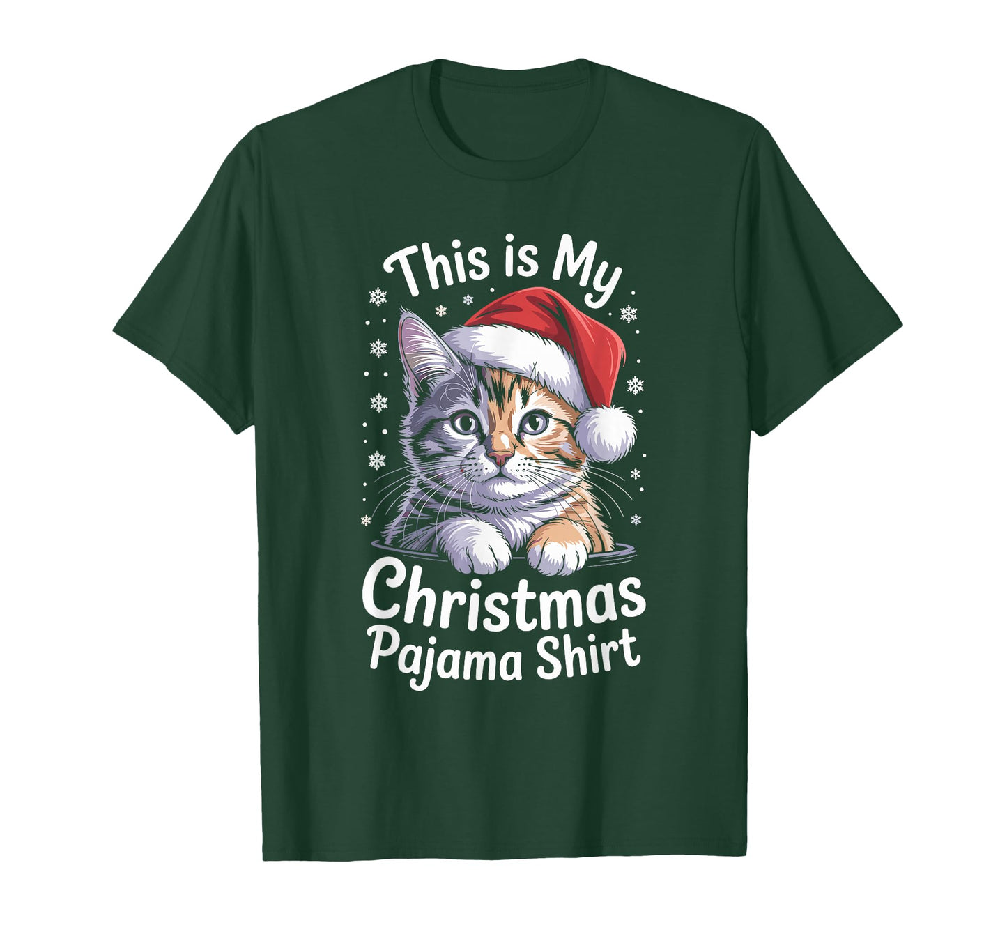 Cute Cat Santa Hat Christmas Xmas Kitten for Men Women T-Shirt