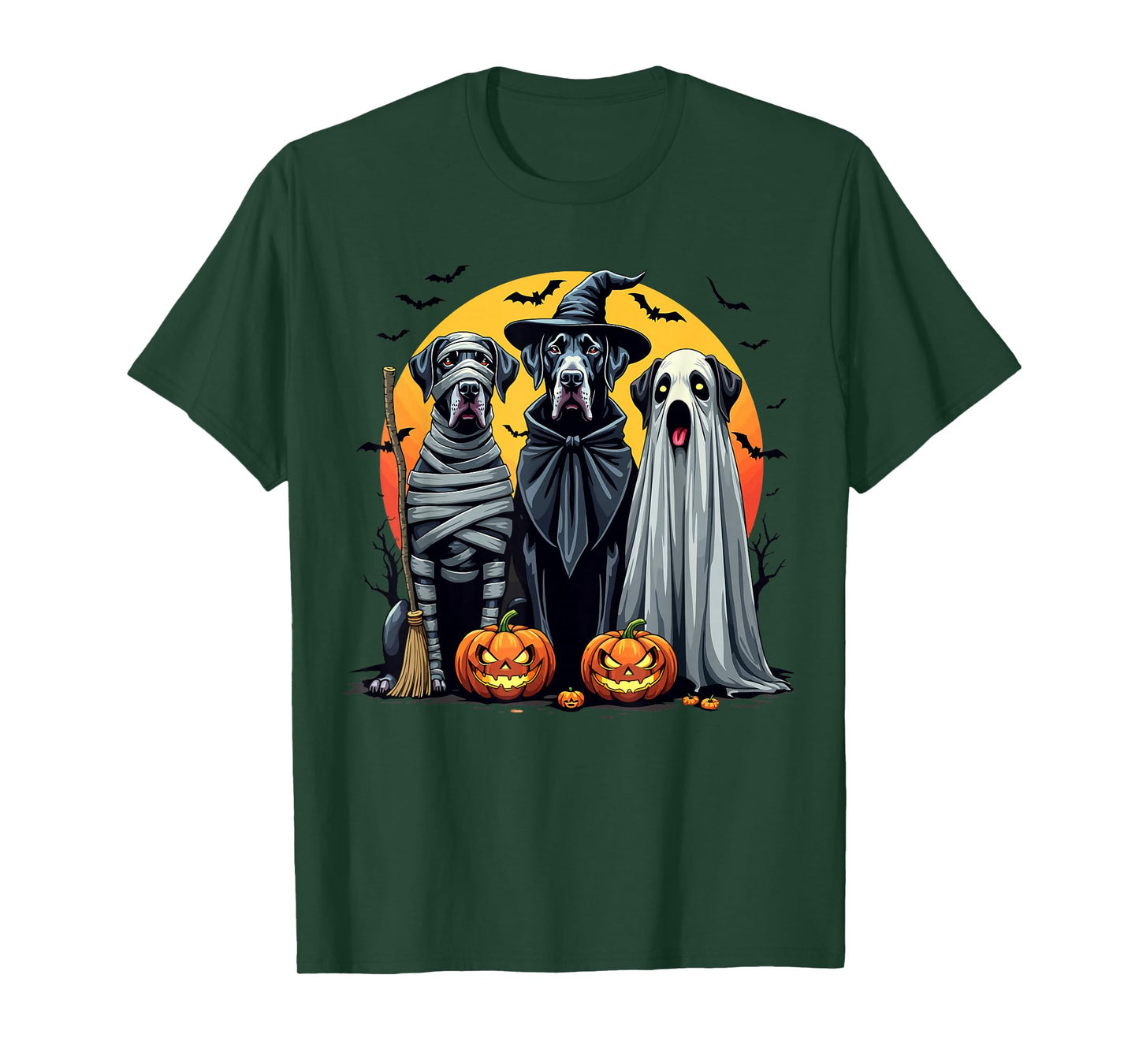 Great Dane Halloween Costume Mummy Witch Ghost T-Shirt