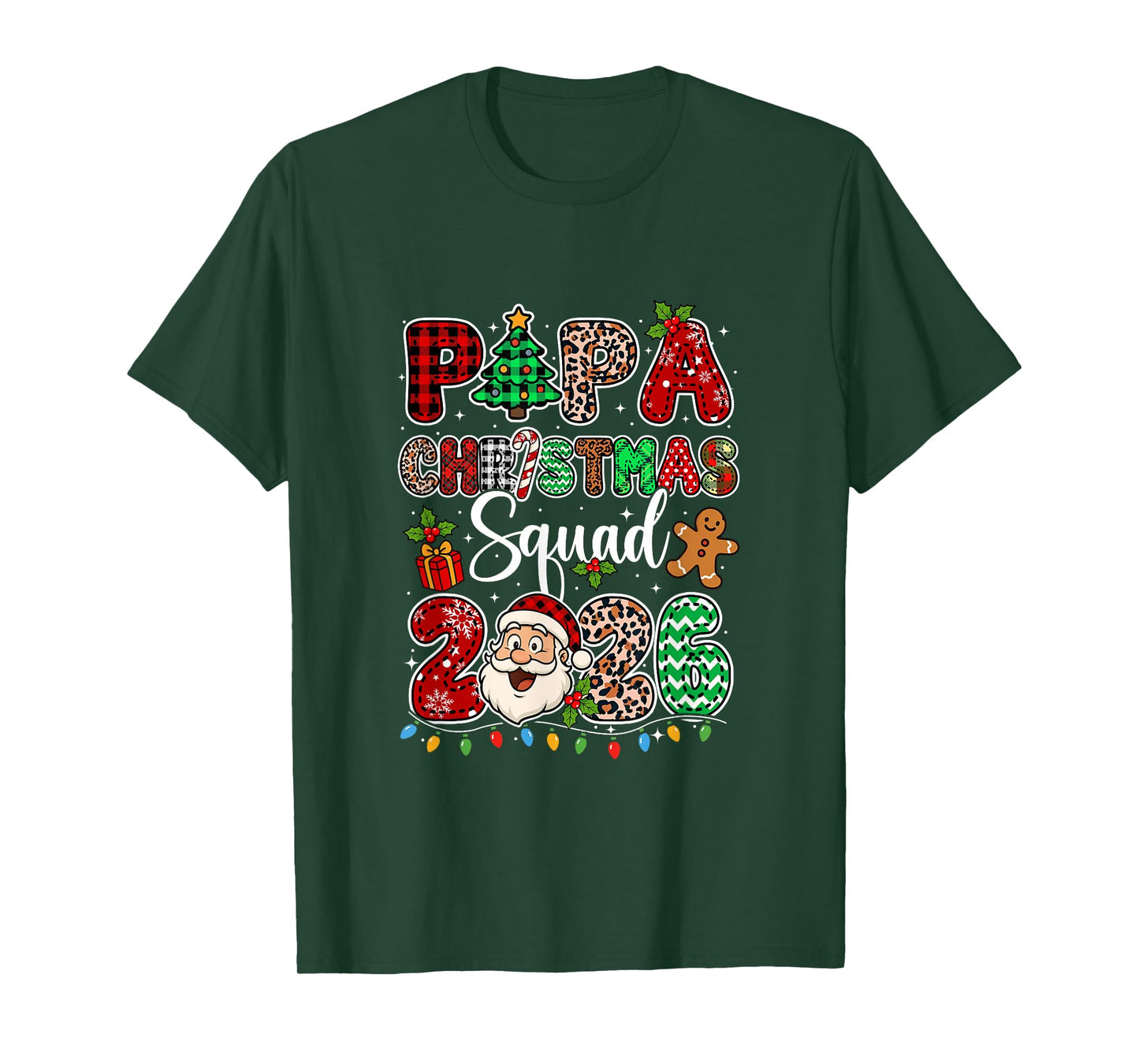 Papa Christmas Crew 2026 Leopard Funny Santa Family Group T-Shirt