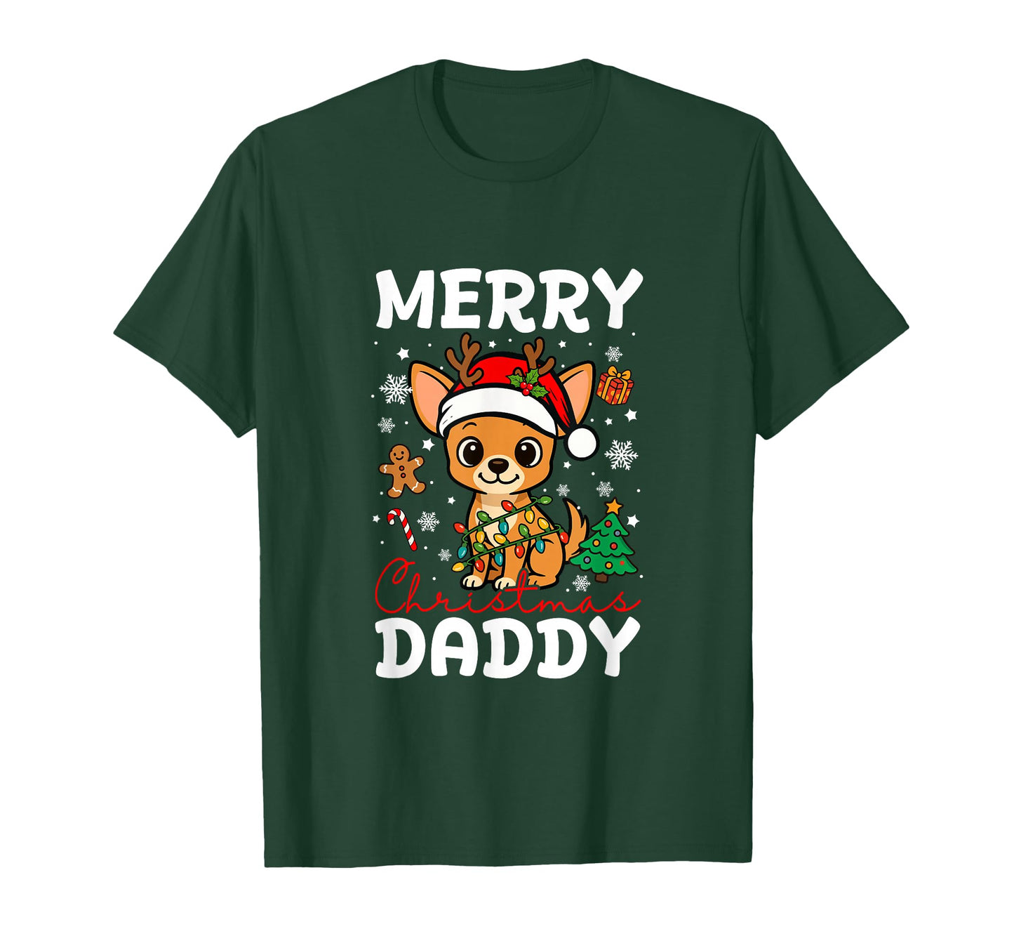 Merry Christmas Daddy Santa Chihuahua Funny Owner Lover T-Shirt