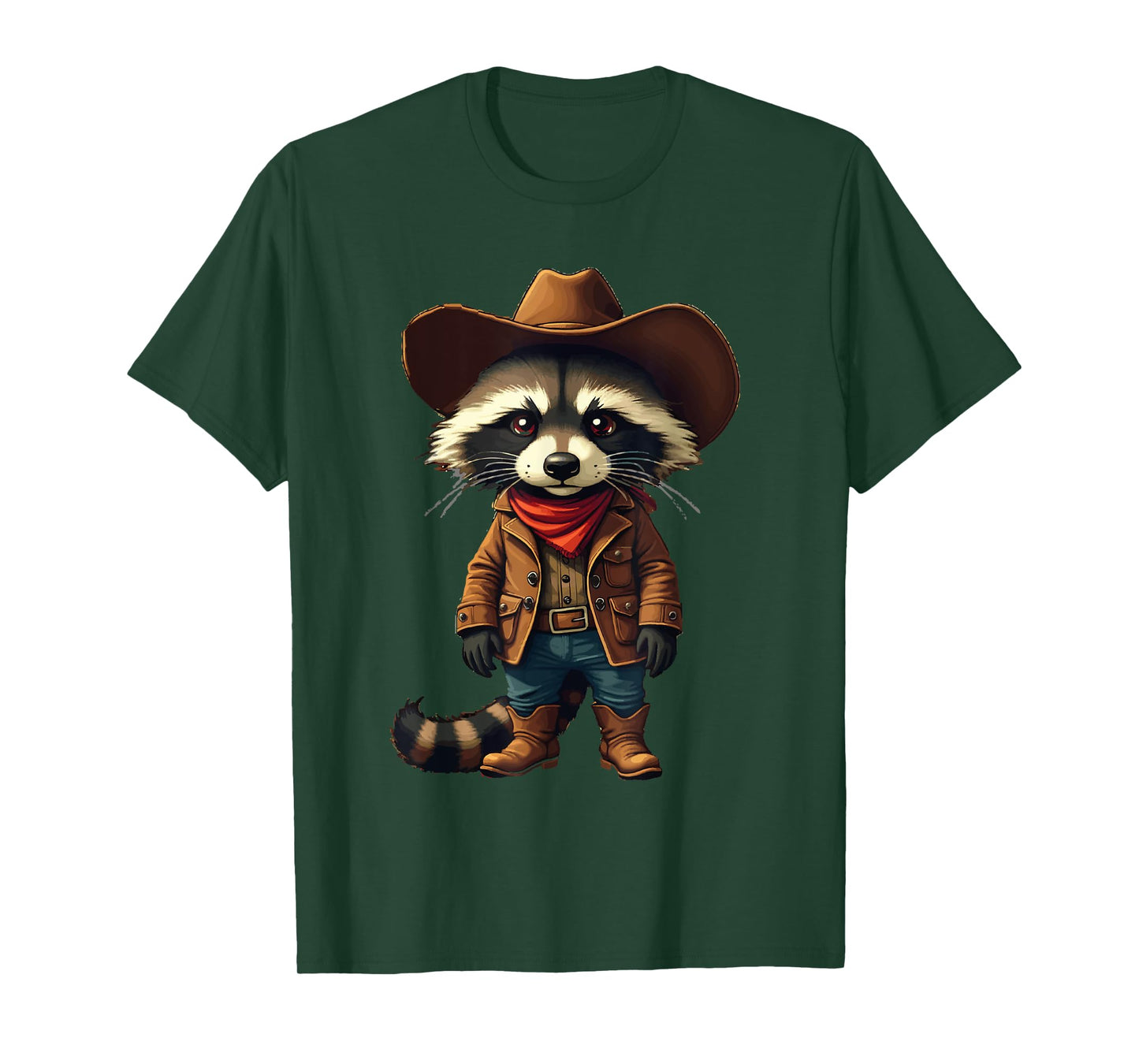 Western Cowboy Raccoon Cool Funny Graphic Country Cowboy T-Shirt