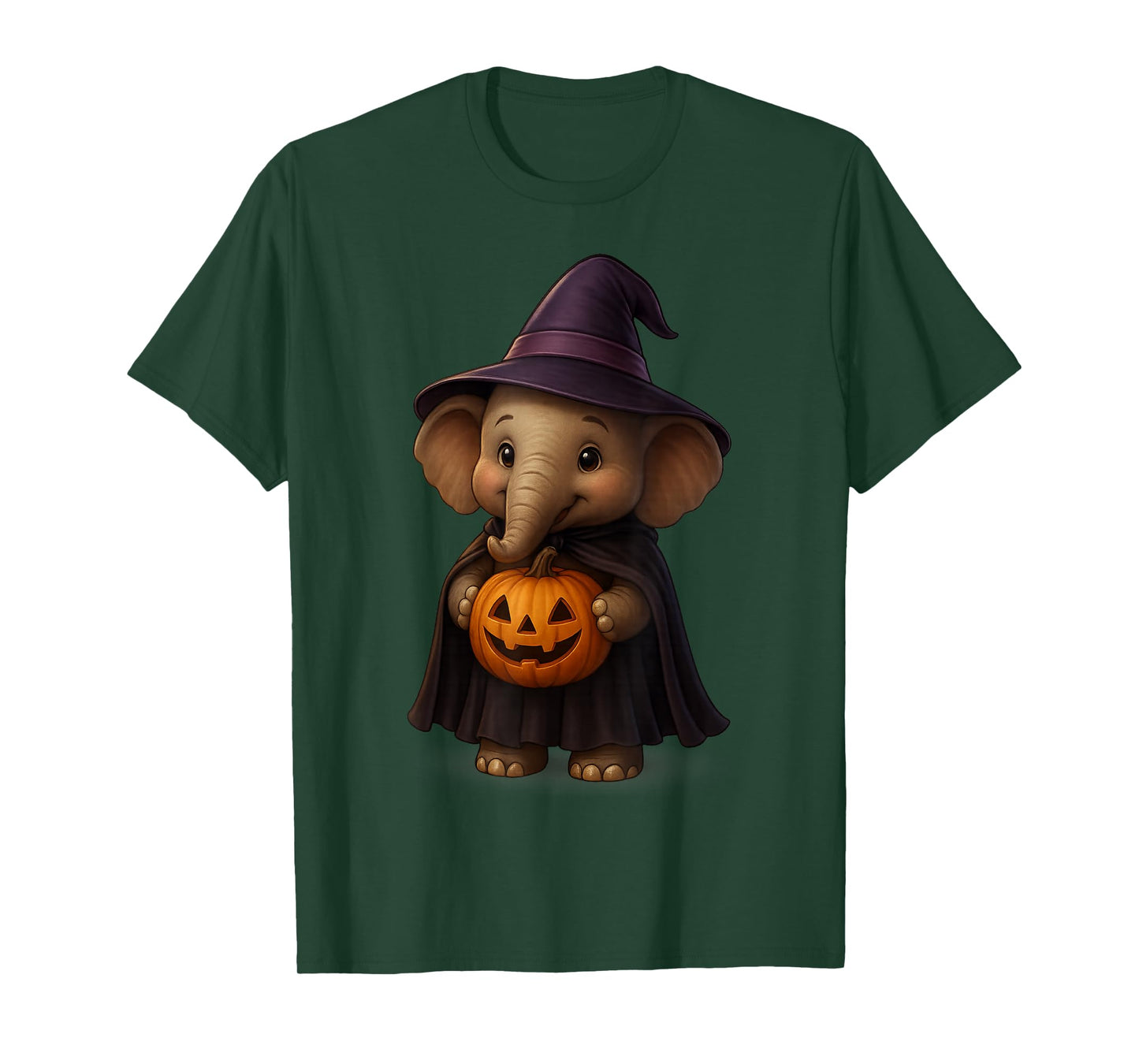 Cute Elephant Witch Pumpkin Halloween for Girls Costume T-Shirt