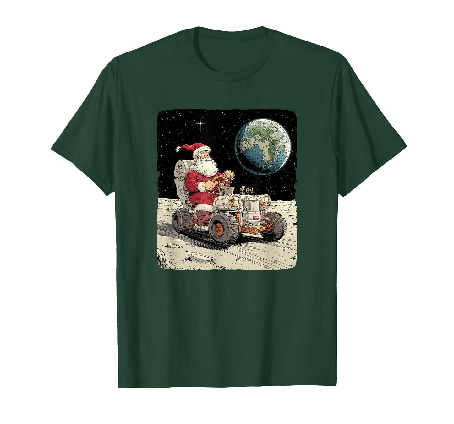 Amazing Christmas Vehicle on Moon for Space Santa Lovers T-Shirt