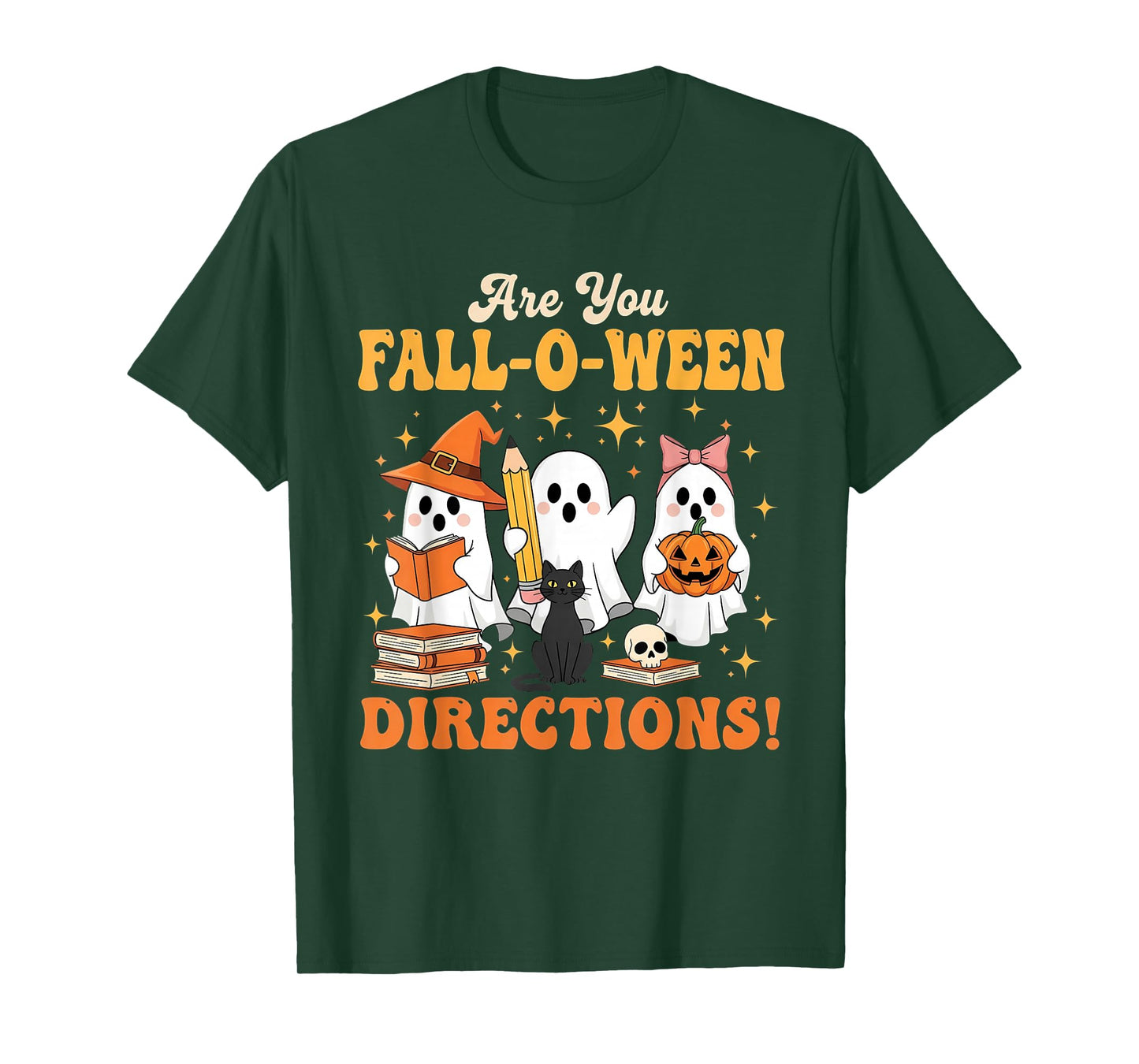 are You Fall O Ween Directions Funny Teacher Ghost T-Shirt