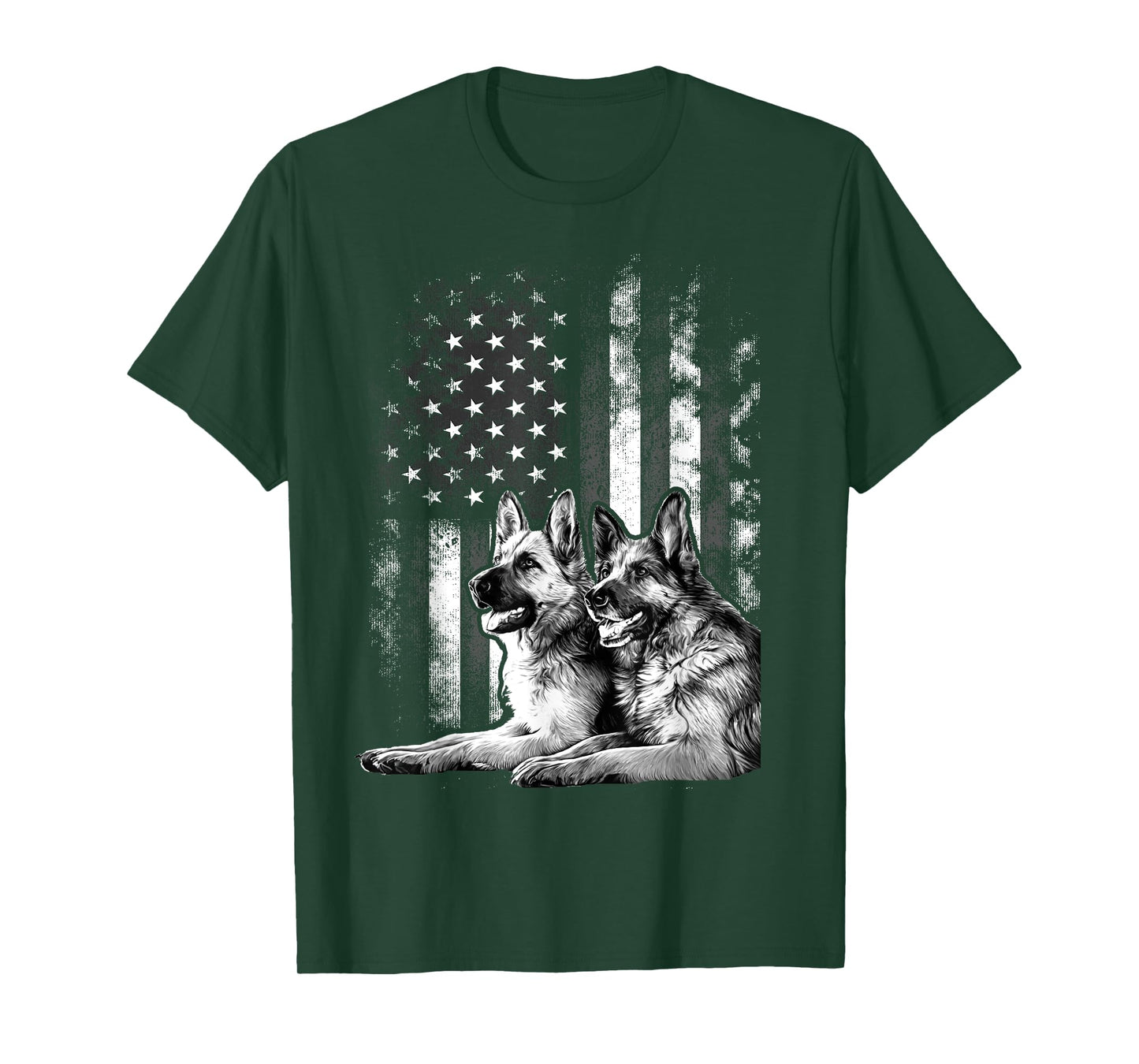 Vintage Patriotic German Shepherd American Flag 4th Of July T-Shirt