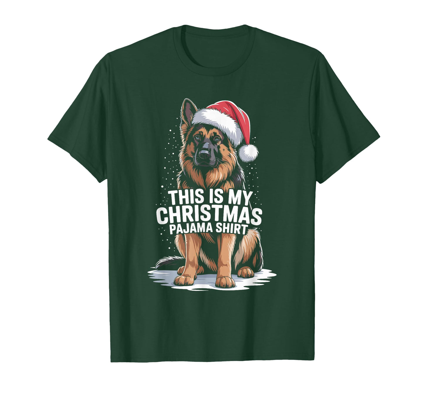 German Shepherd Santa Hat Christmas Dog Holiday Humor T-Shirt