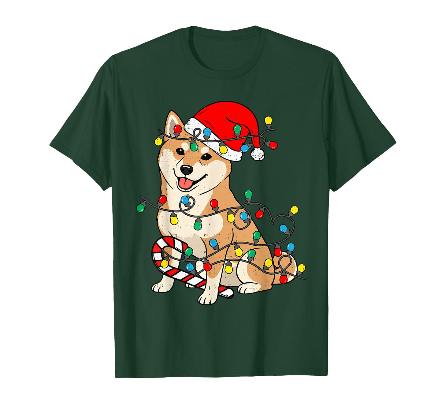 Shiba Inu Dog Christmas Lights Santa Xmas Pet Dog Lover T-Shirt