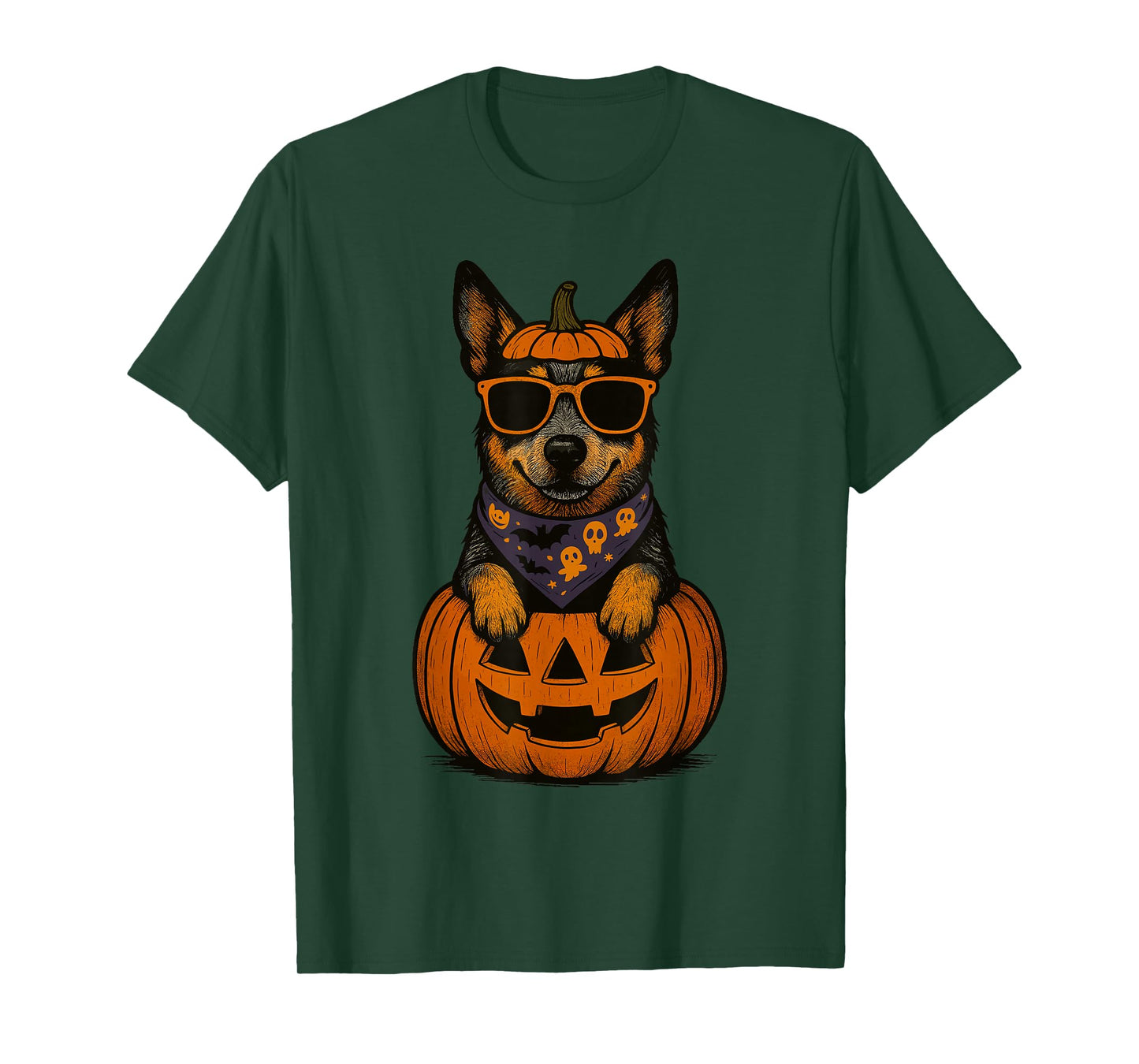 Spooky Blue Heeler Pumpkin Halloween Dog Lover T-Shirt
