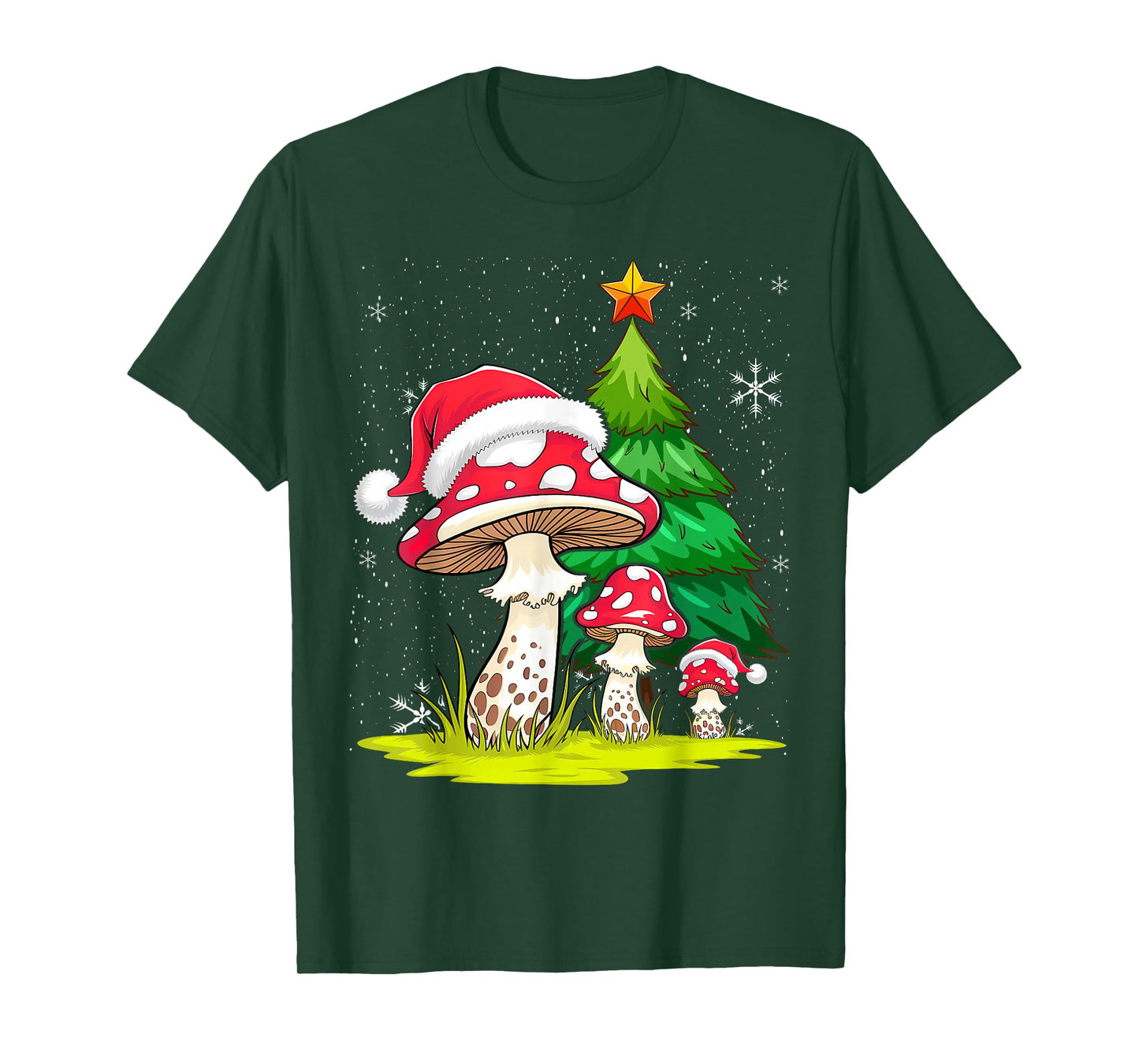 Santa Hat Mushroom Christmas T-Shirt