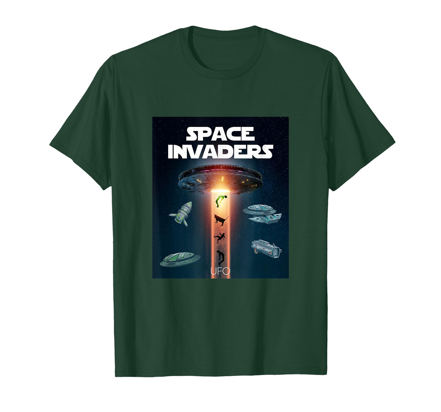 Space Invaders With UFO Aliens Spacecrafts Graphic Designs T-Shirt